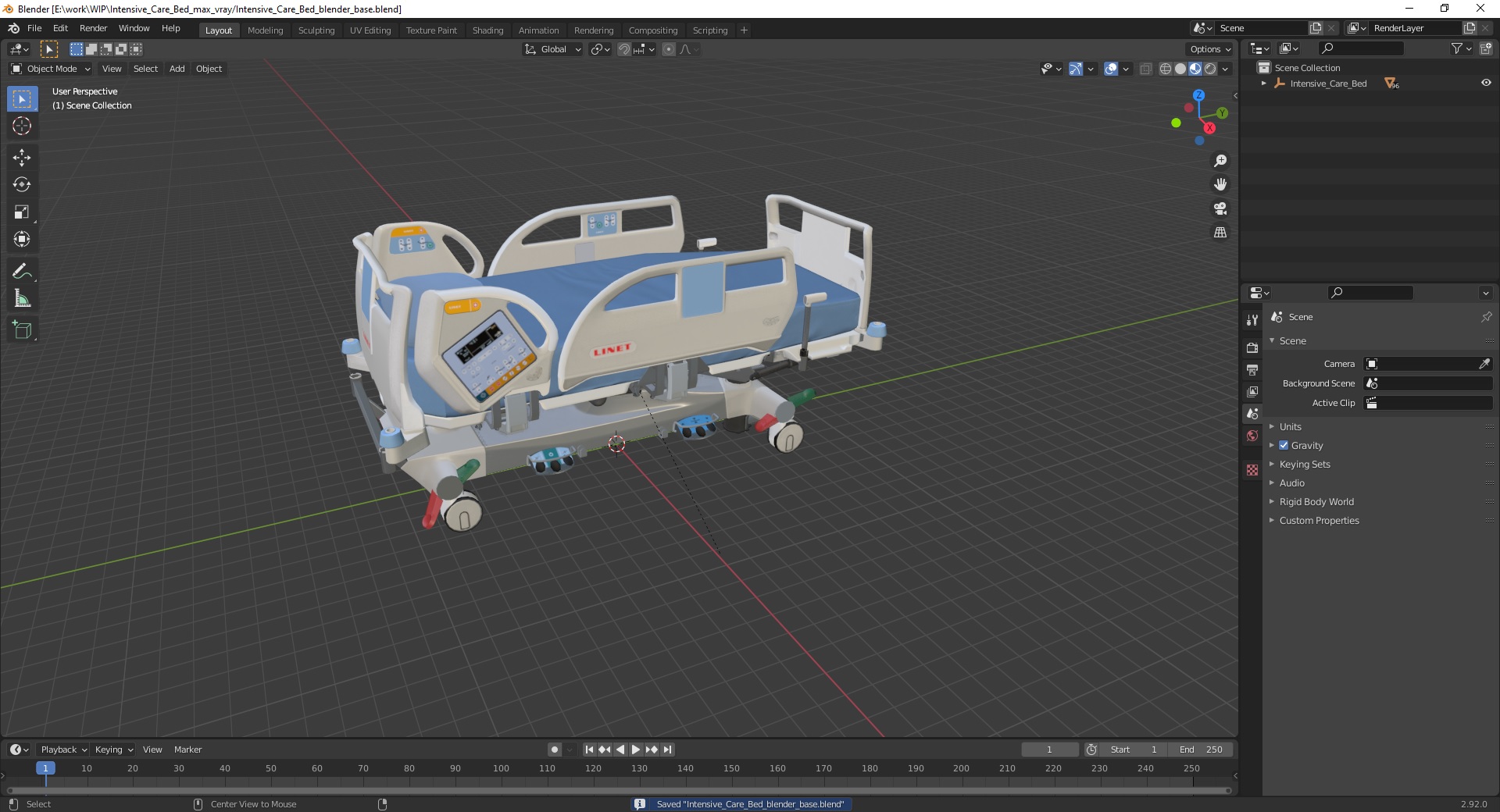 3D Intensive Care Bed model