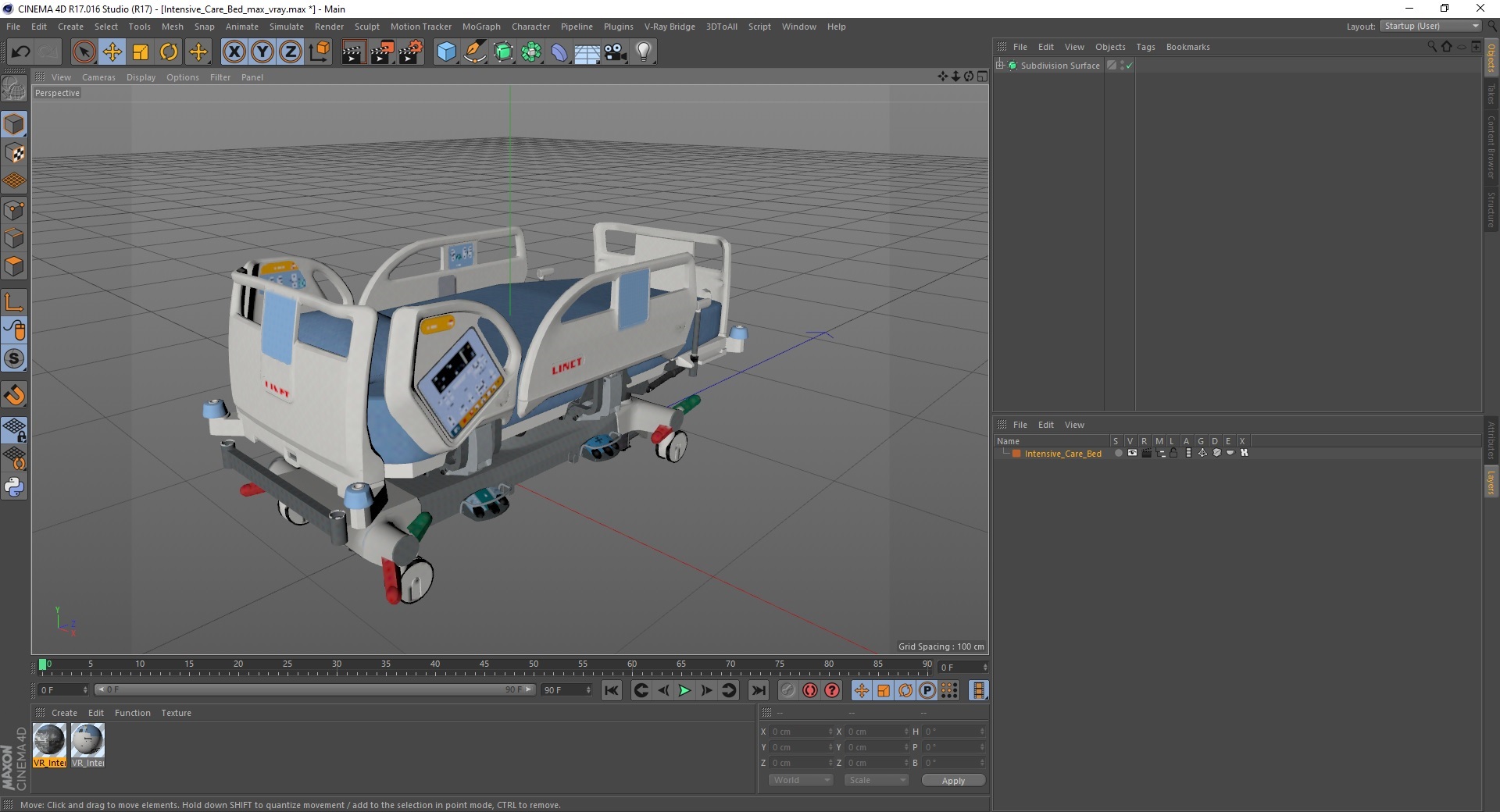 3D Intensive Care Bed model