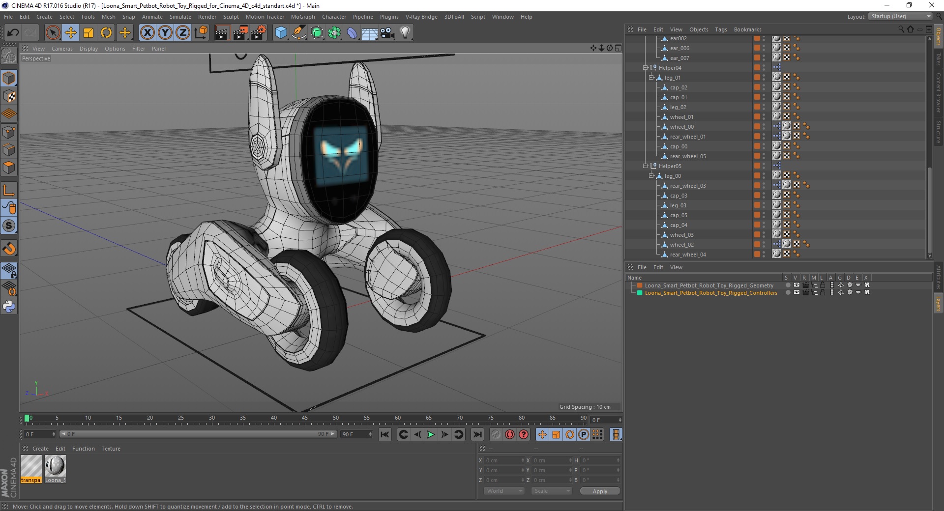 Loona Smart Petbot Robot Toy Rigged for Cinema 4D 3D model