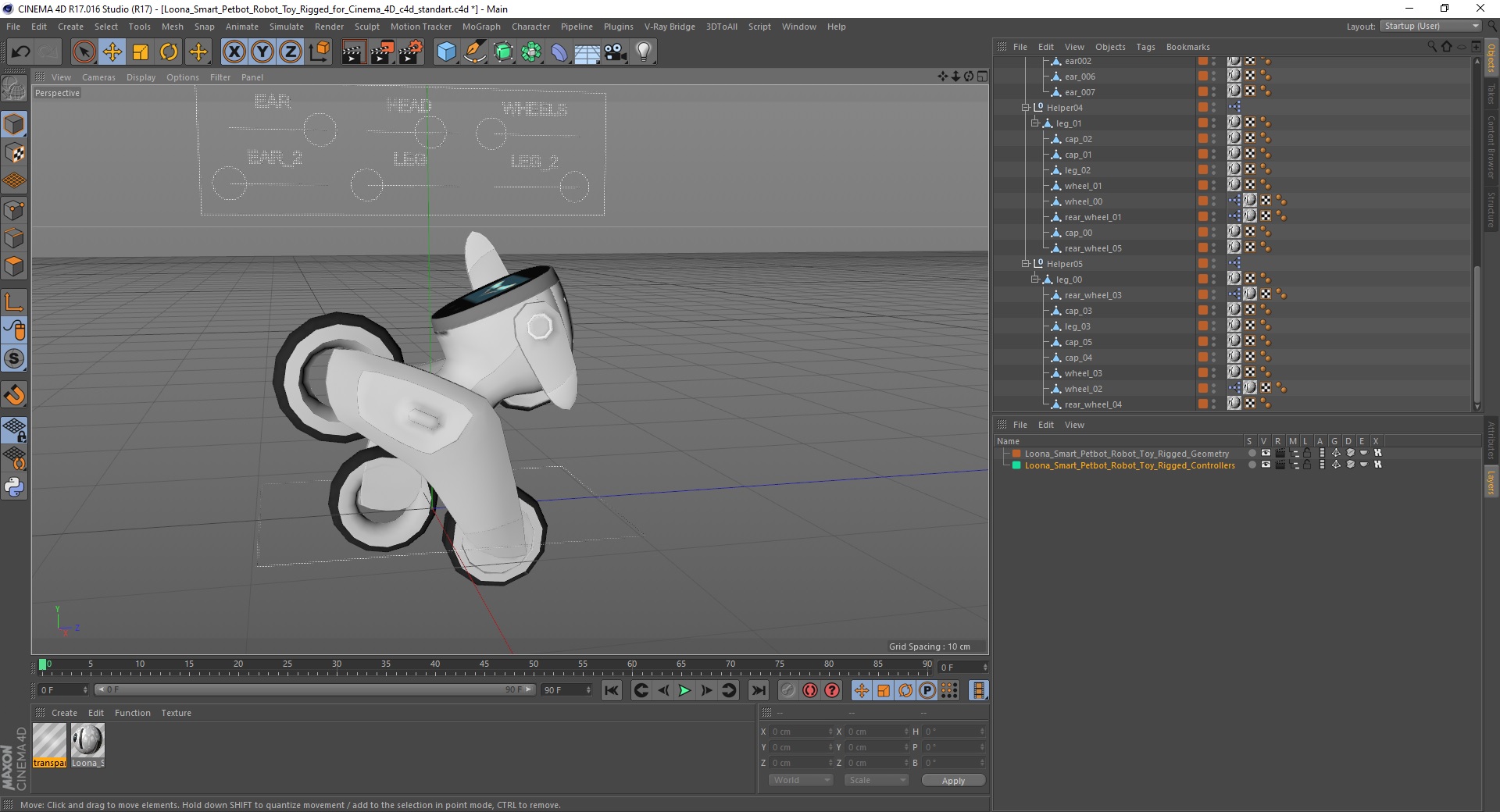 Loona Smart Petbot Robot Toy Rigged for Cinema 4D 3D model