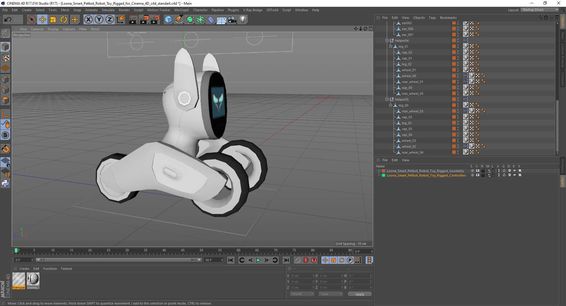 Loona Smart Petbot Robot Toy Rigged for Cinema 4D 3D model