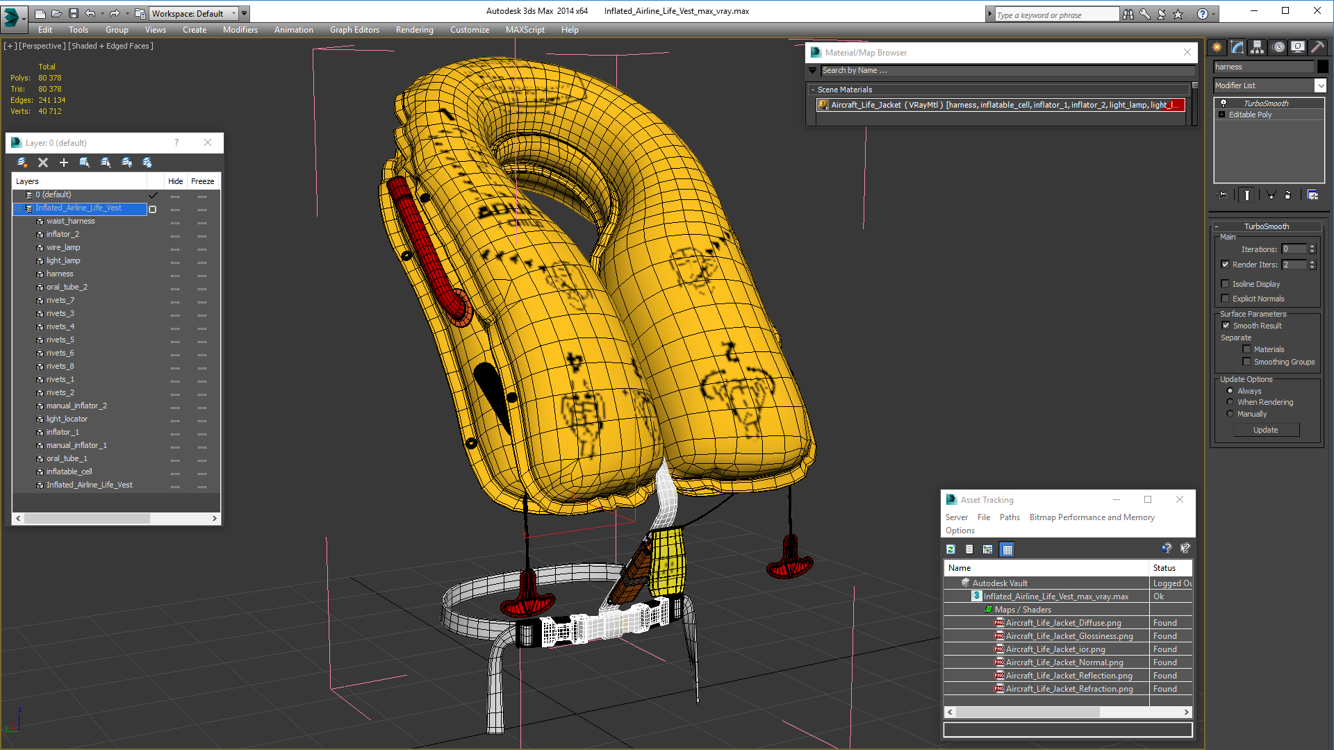 3D Inflated Airline Life Vest