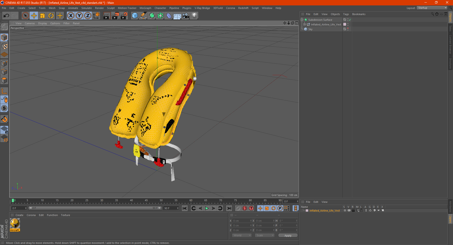 3D Inflated Airline Life Vest