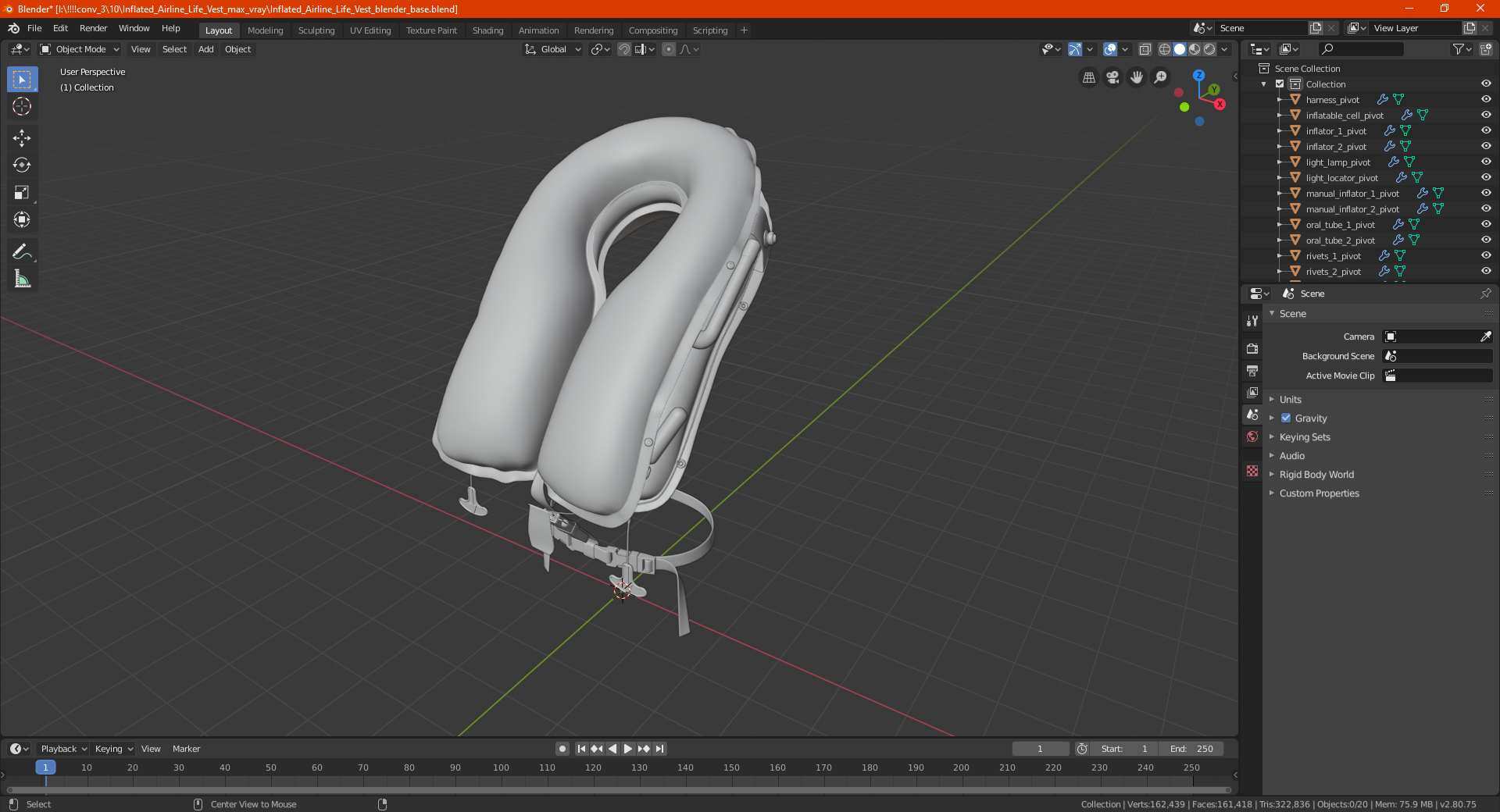 3D Inflated Airline Life Vest