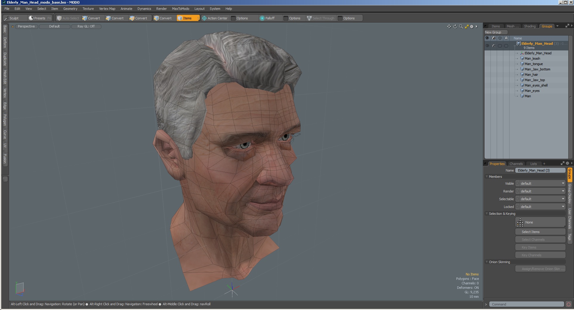 3D Elderly Man Head