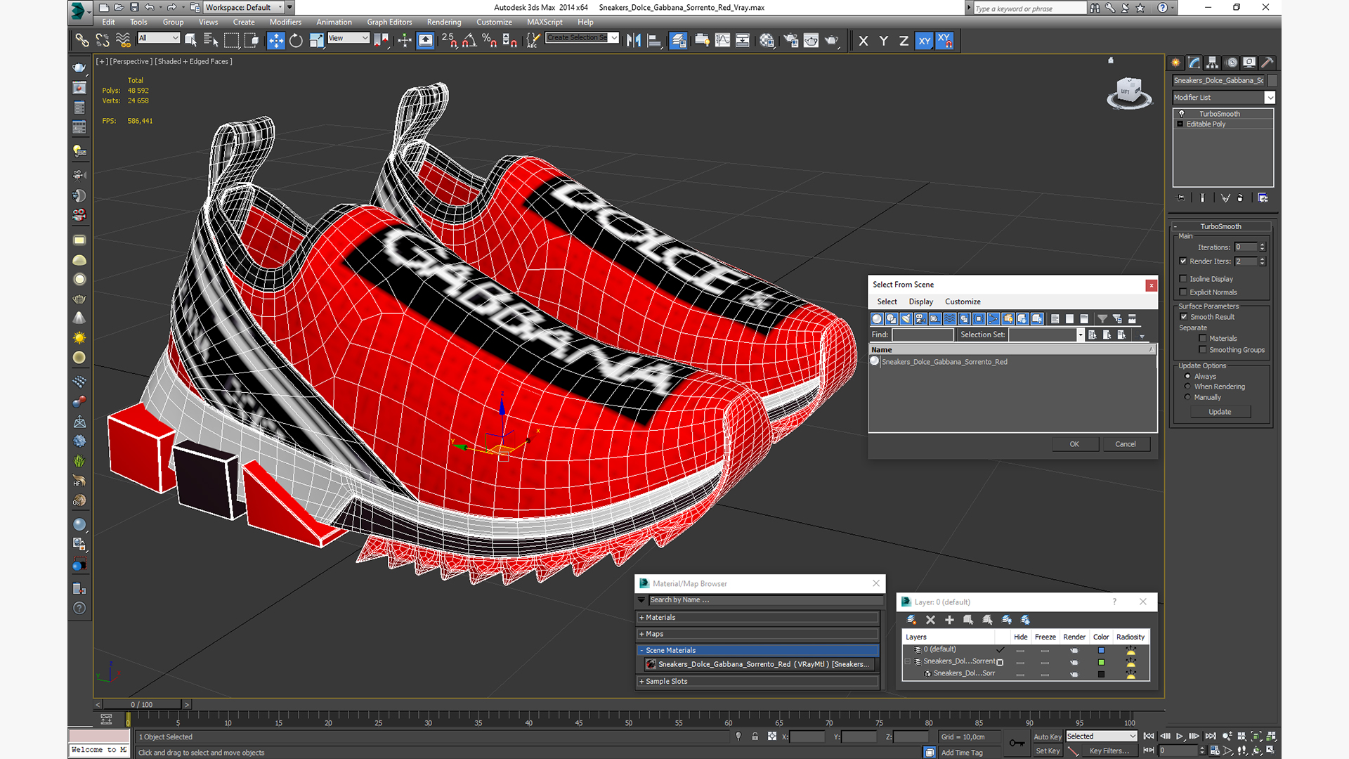 3D model Sneakers Dolce Gabbana Sorrento Red