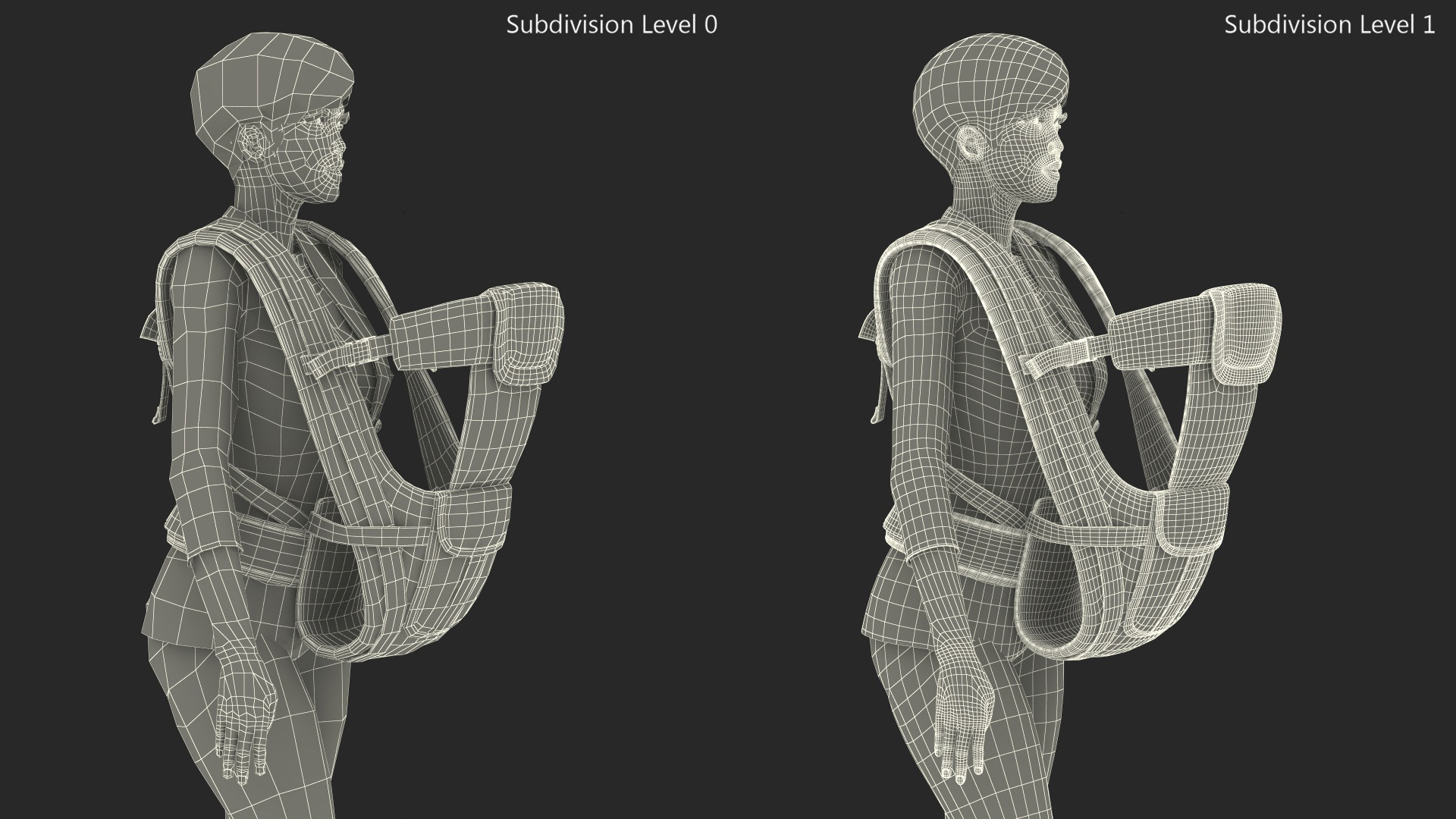 3D Woman with Baby Carrier Pink model