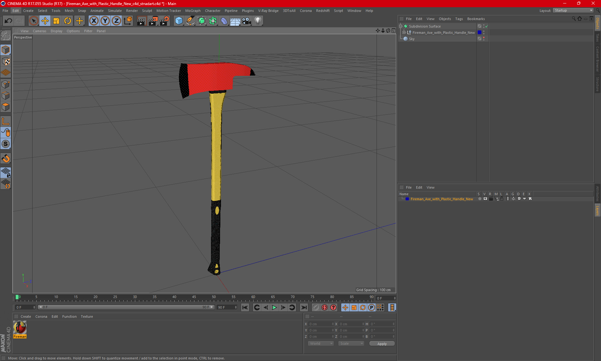 3D model Fireman Axe with Plastic Handle New
