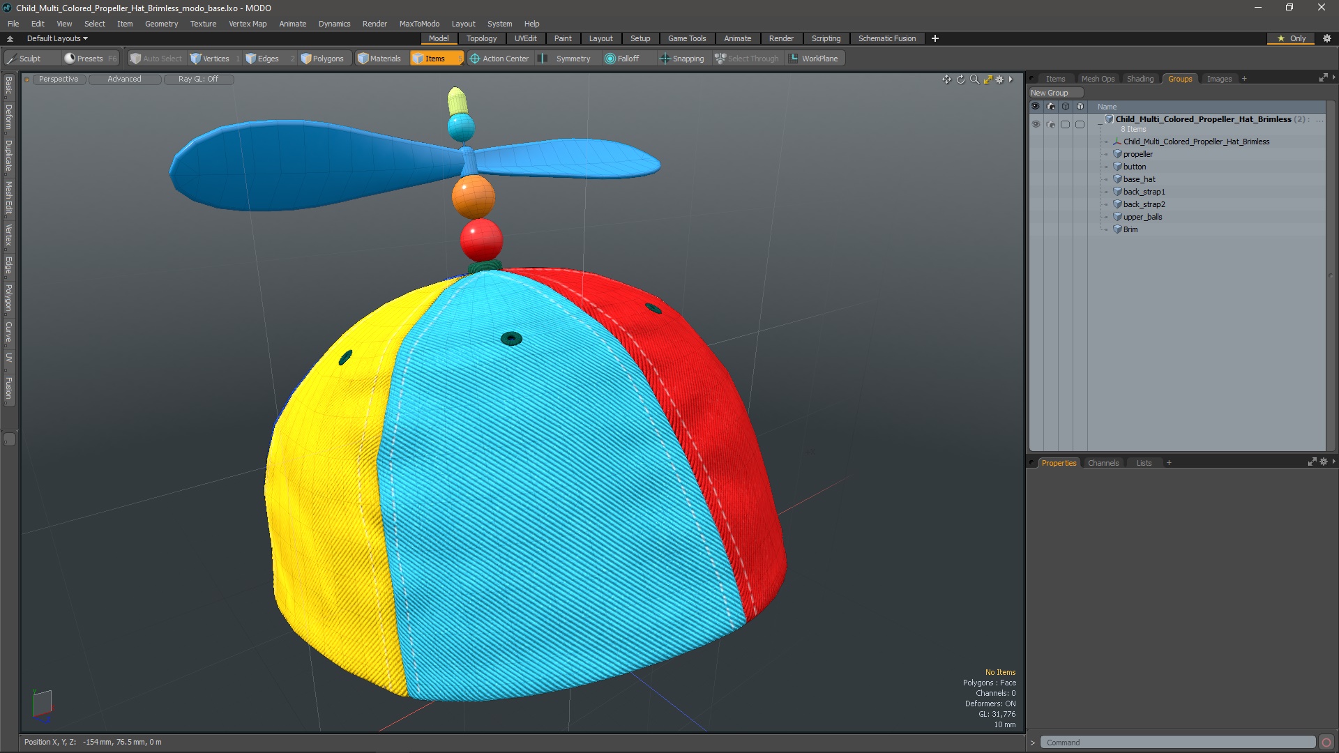Child Multi Colored Propeller Hat Brimless 3D