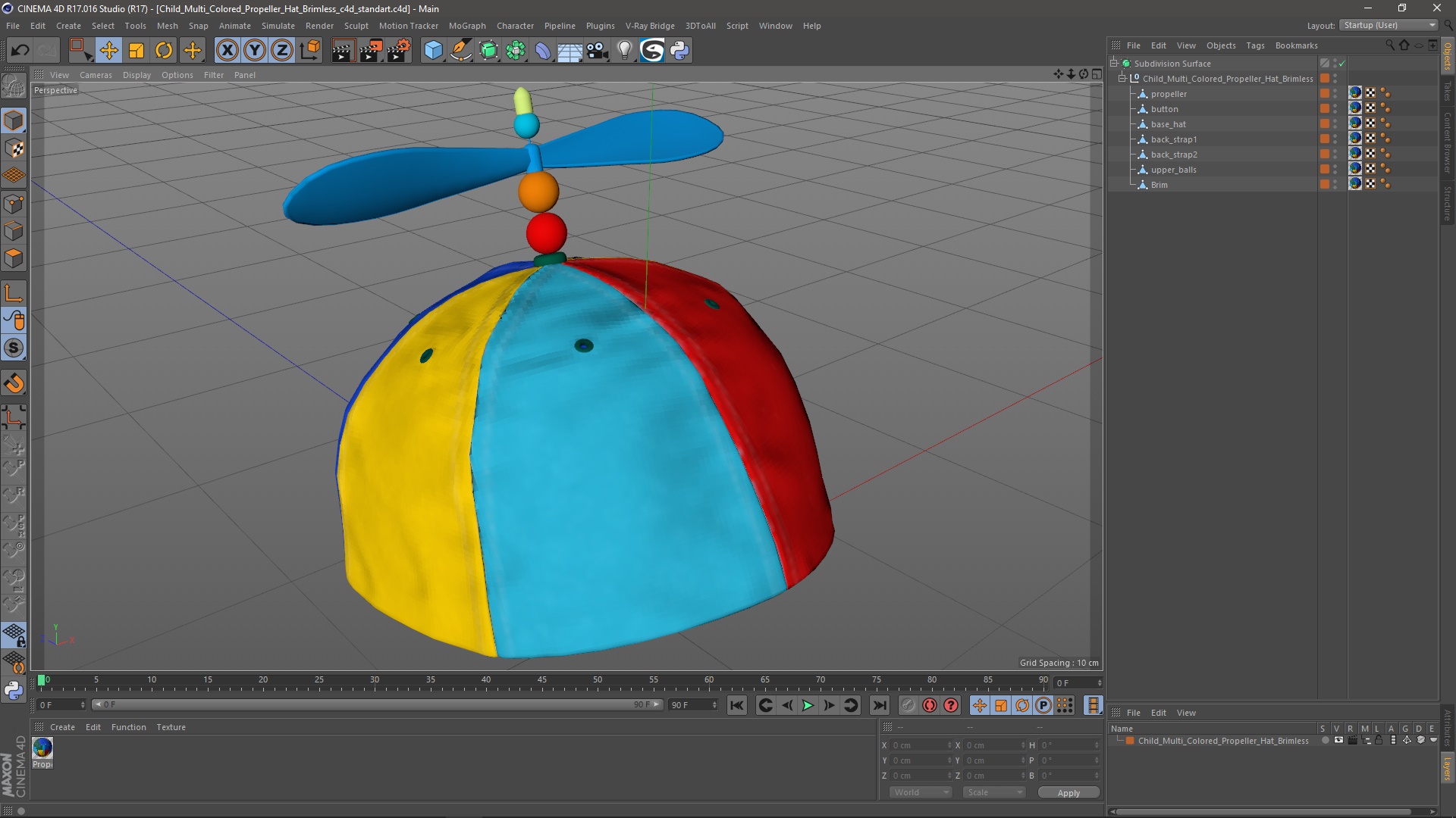 Child Multi Colored Propeller Hat Brimless 3D