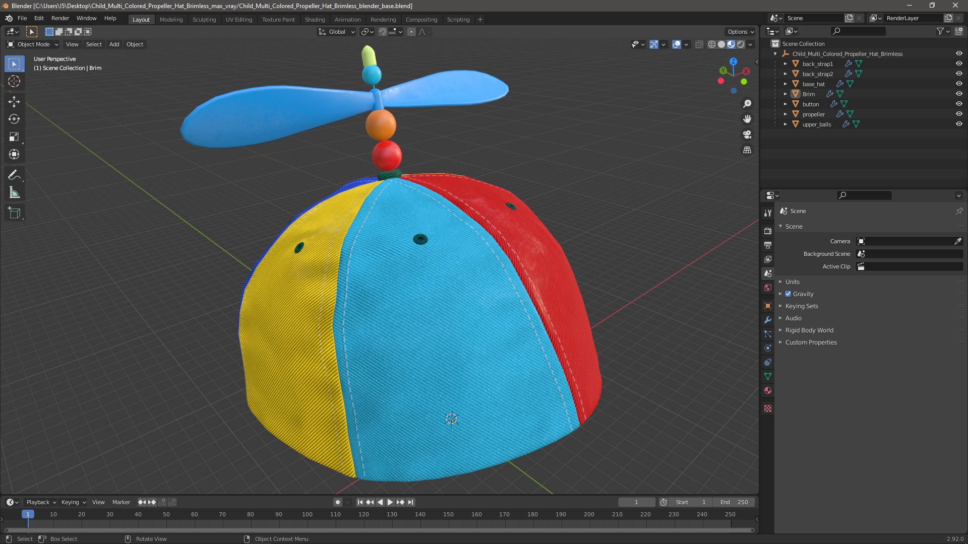 Child Multi Colored Propeller Hat Brimless 3D