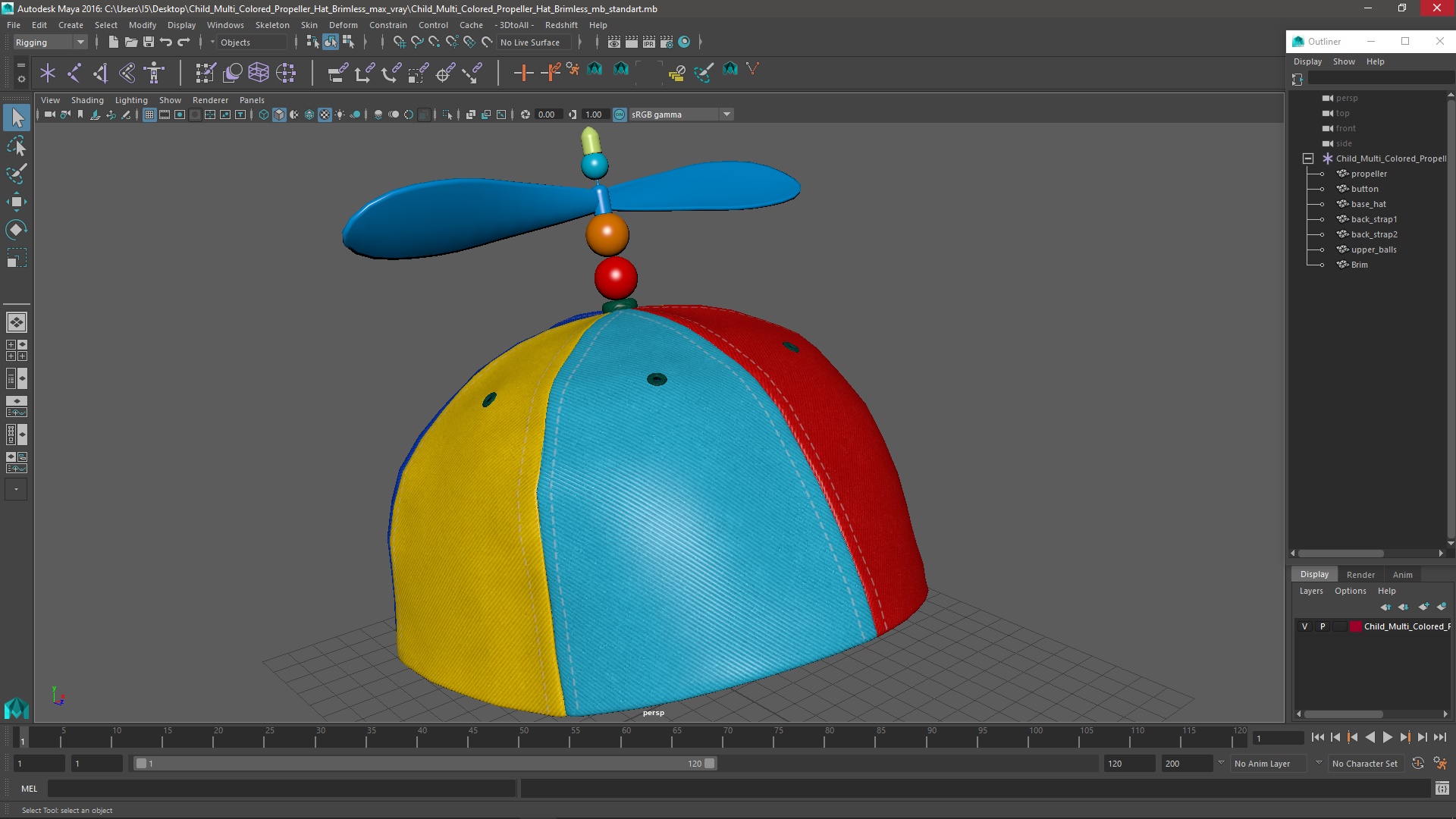 Child Multi Colored Propeller Hat Brimless 3D