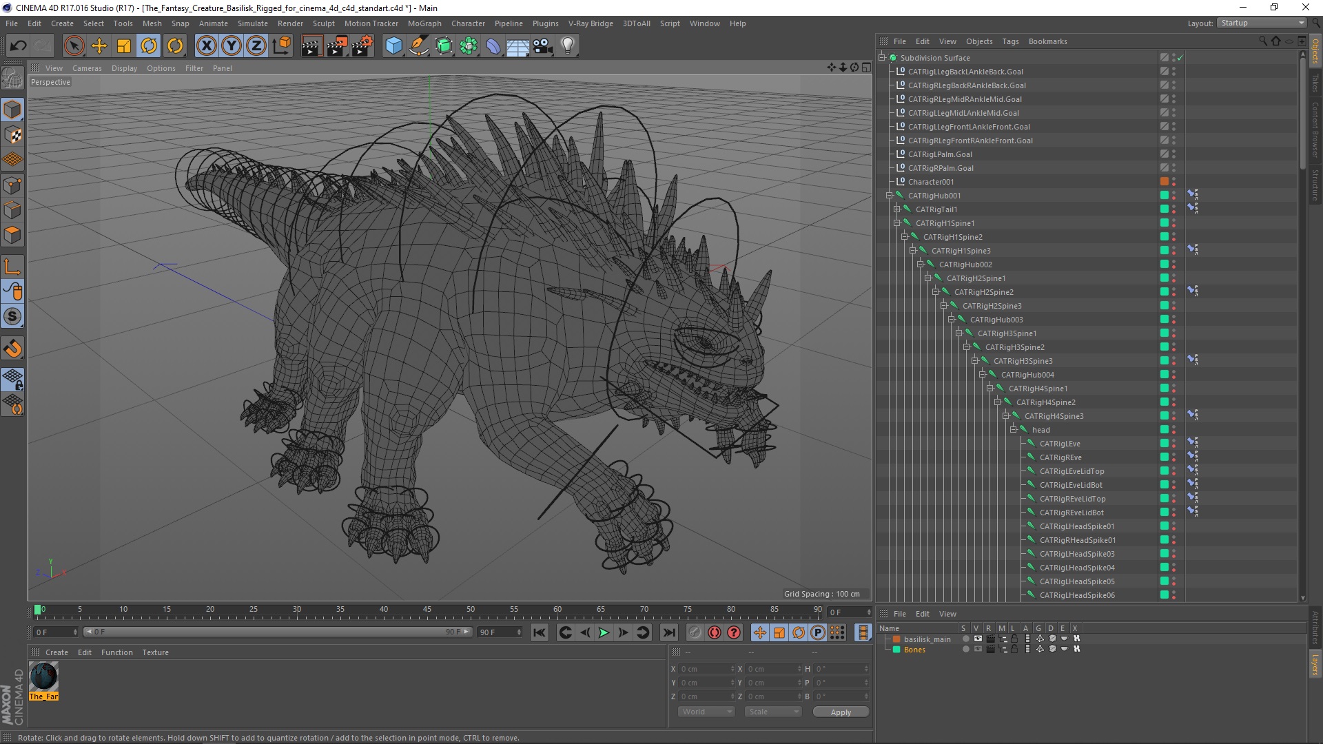 3D model The Fantasy Creature Basilisk Rigged for Cinema 4D