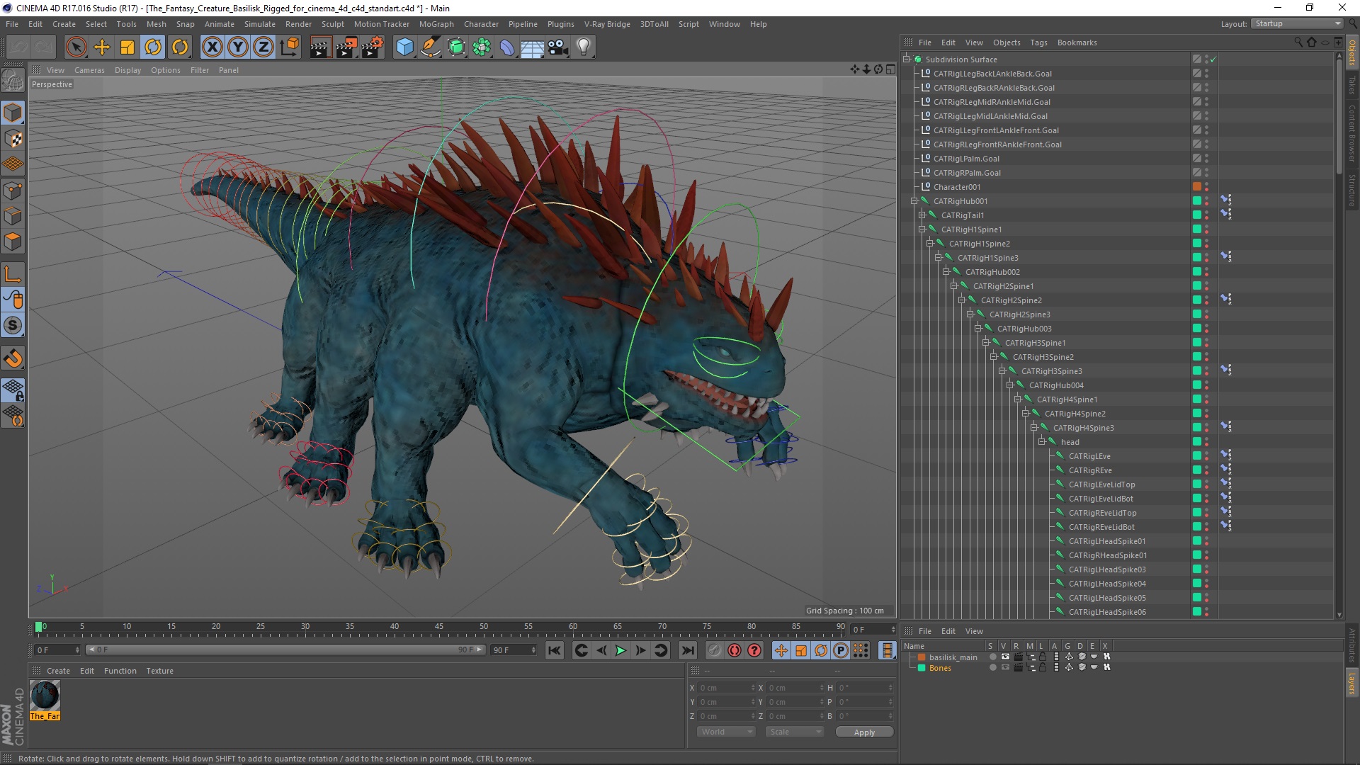 3D model The Fantasy Creature Basilisk Rigged for Cinema 4D