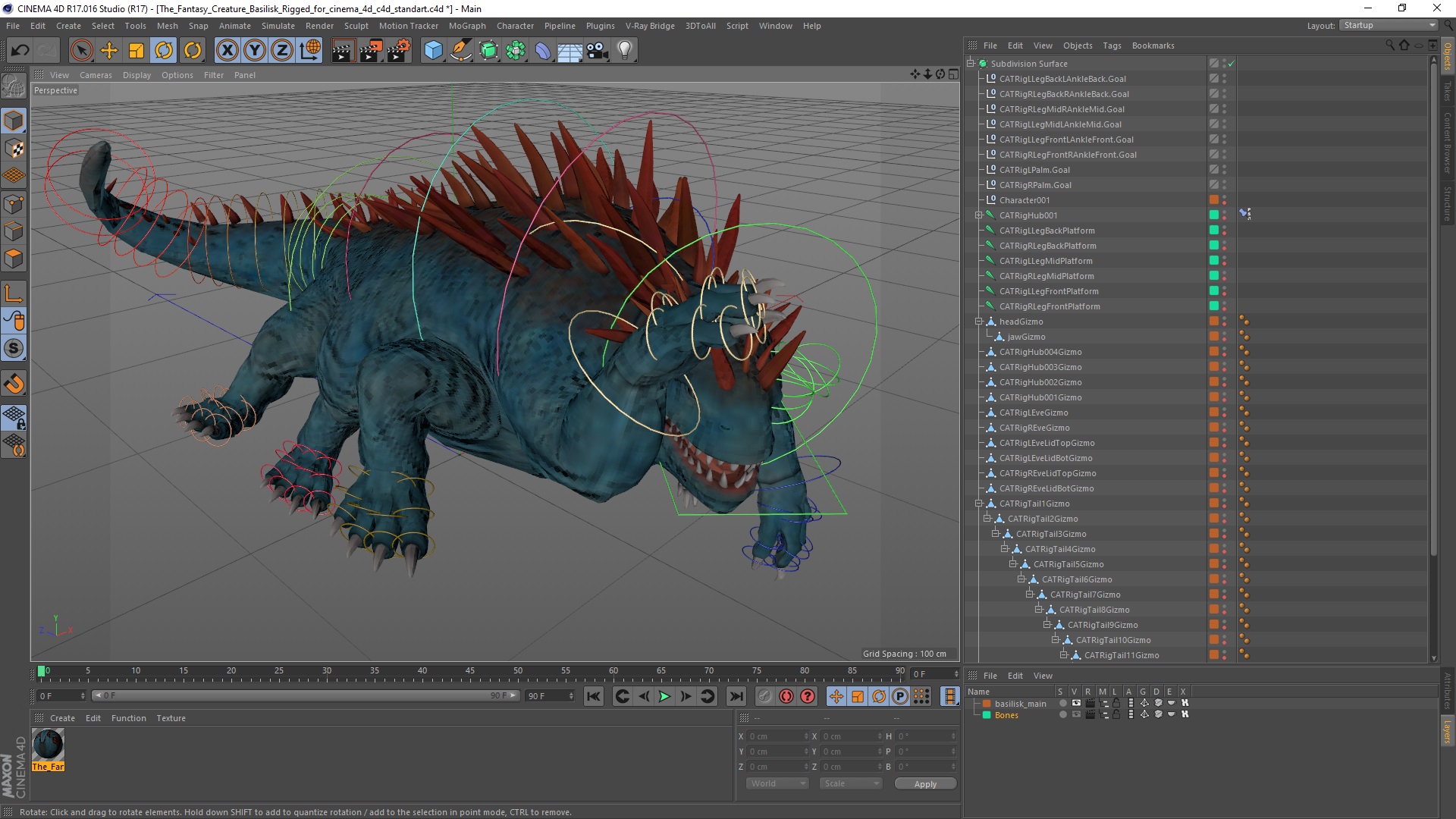3D model The Fantasy Creature Basilisk Rigged for Cinema 4D