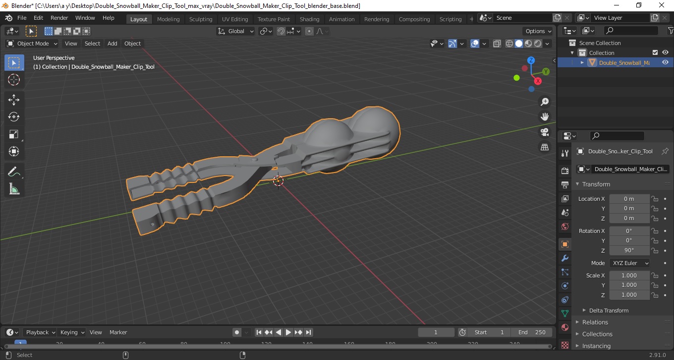 3D Double Snowball Maker Clip Tool