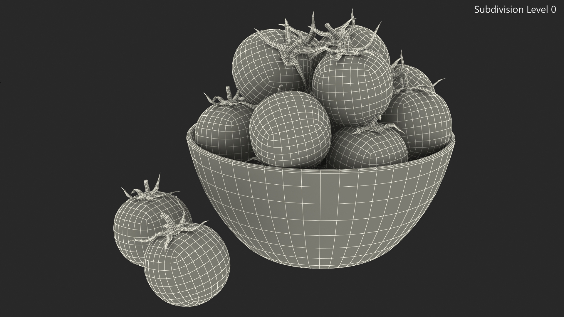 Cherry Tomatoes in Glass Bowl 3D model