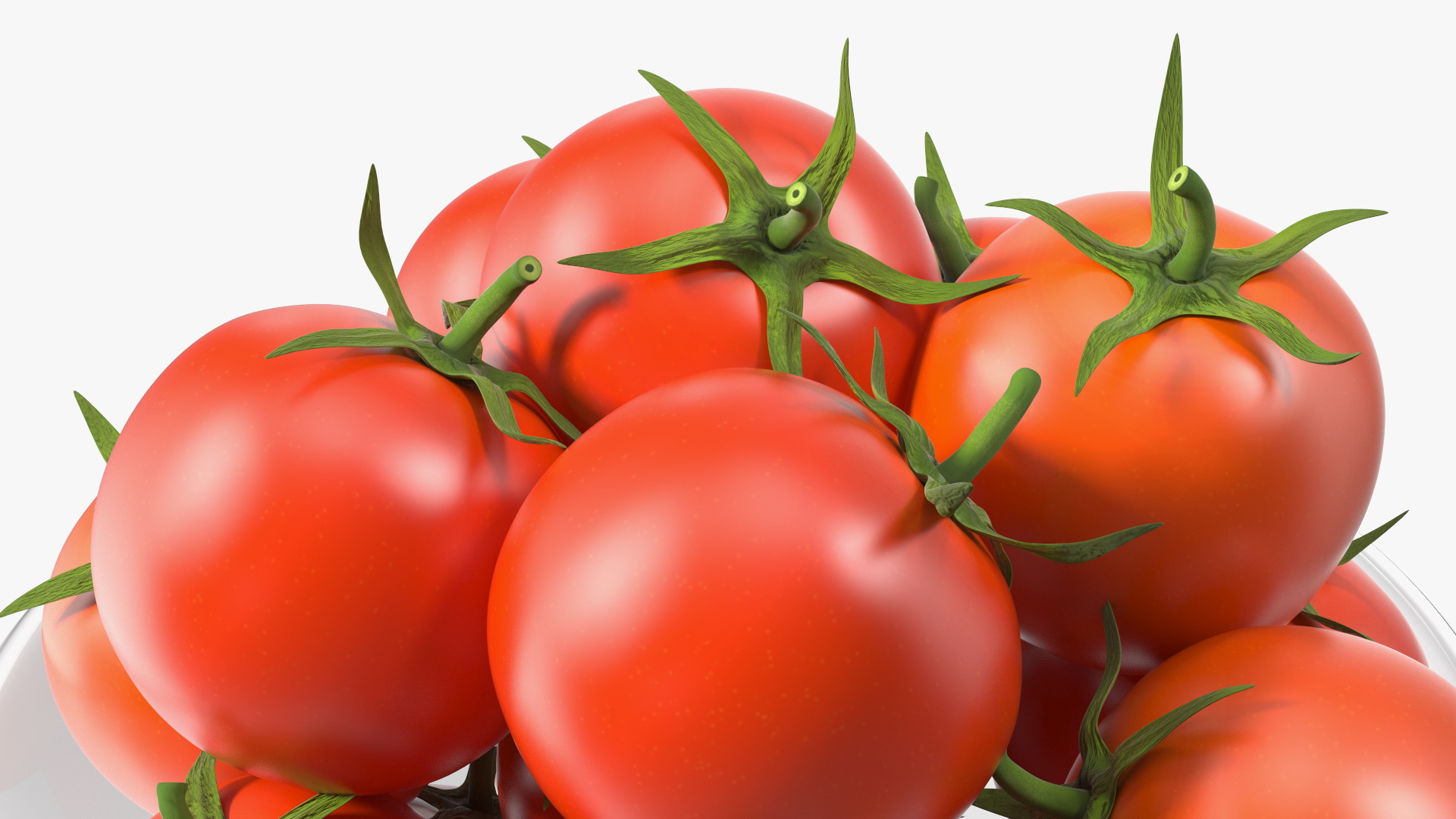 Cherry Tomatoes in Glass Bowl 3D model