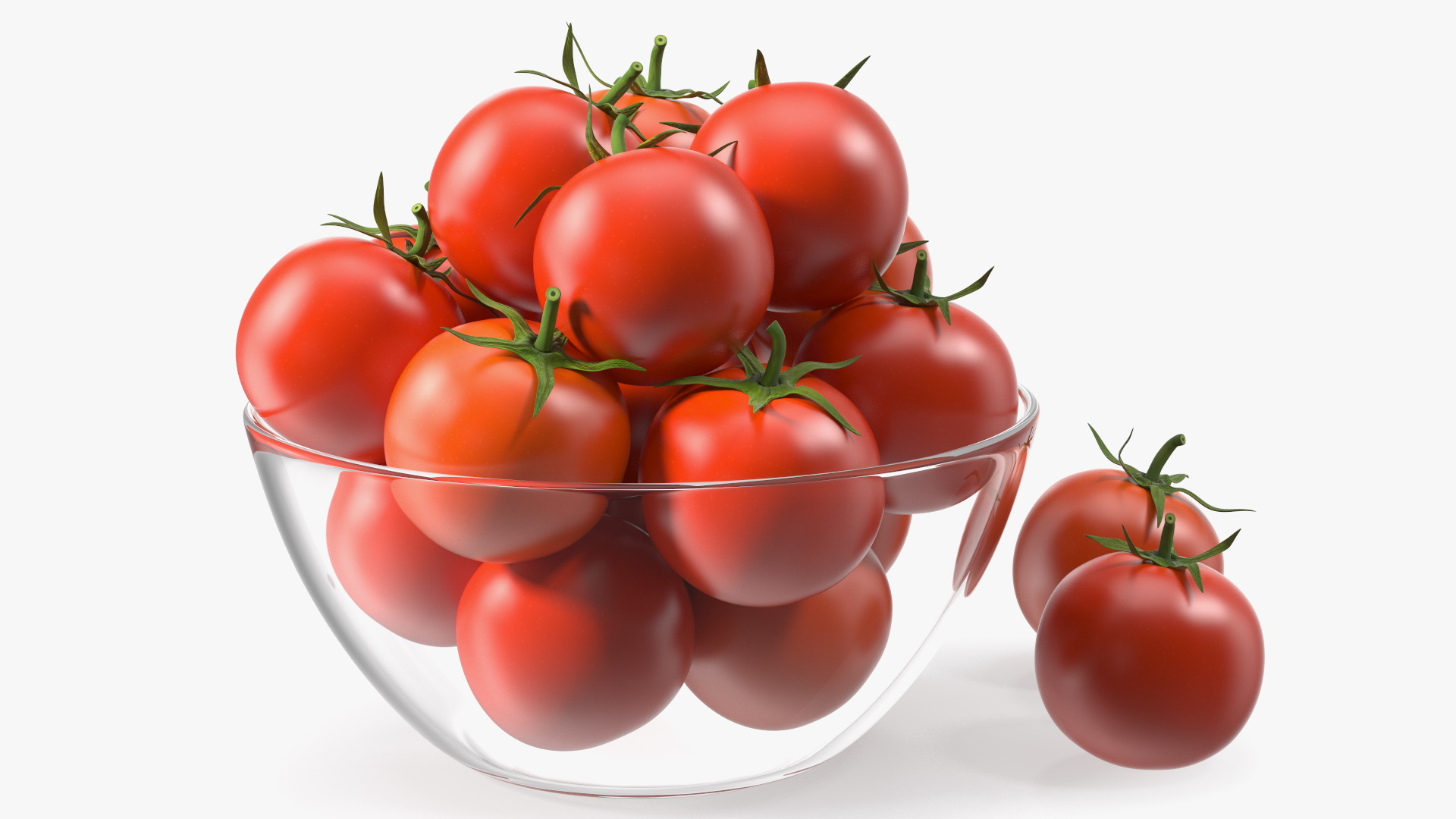 Cherry Tomatoes in Glass Bowl 3D model