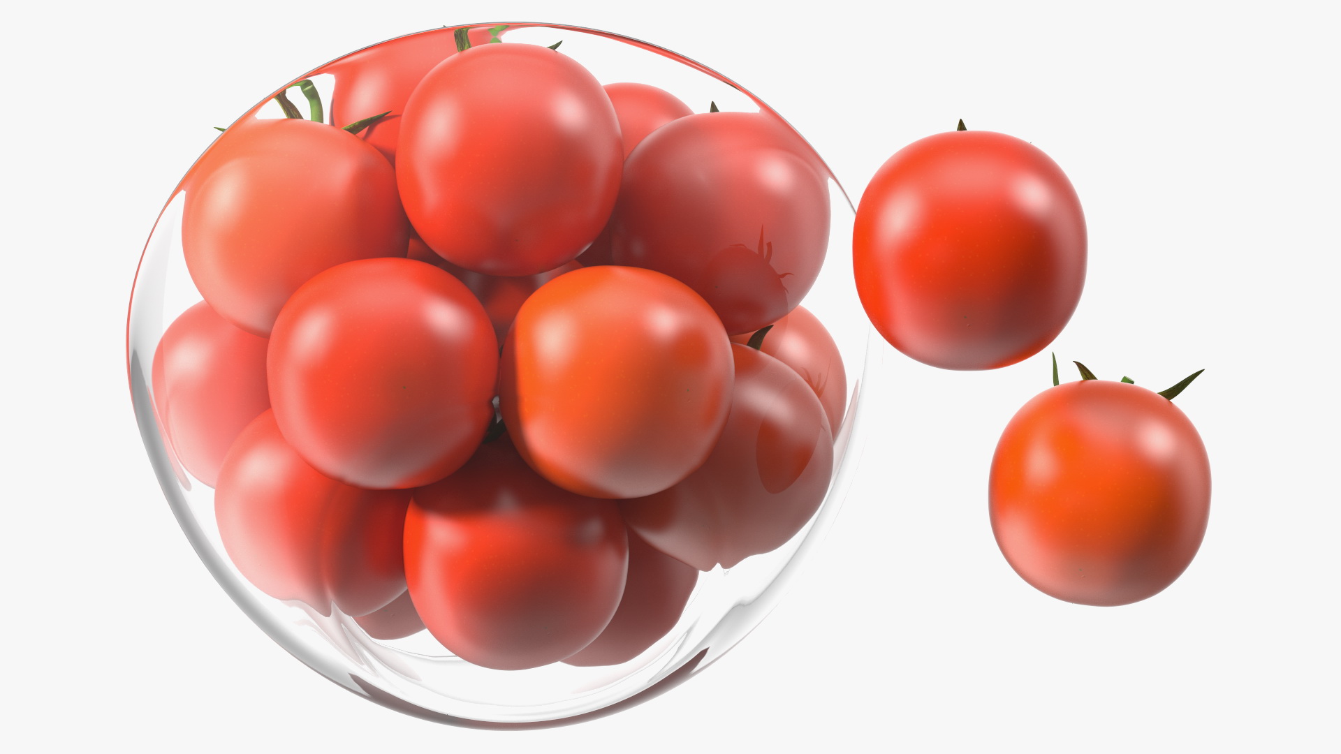 Cherry Tomatoes in Glass Bowl 3D model