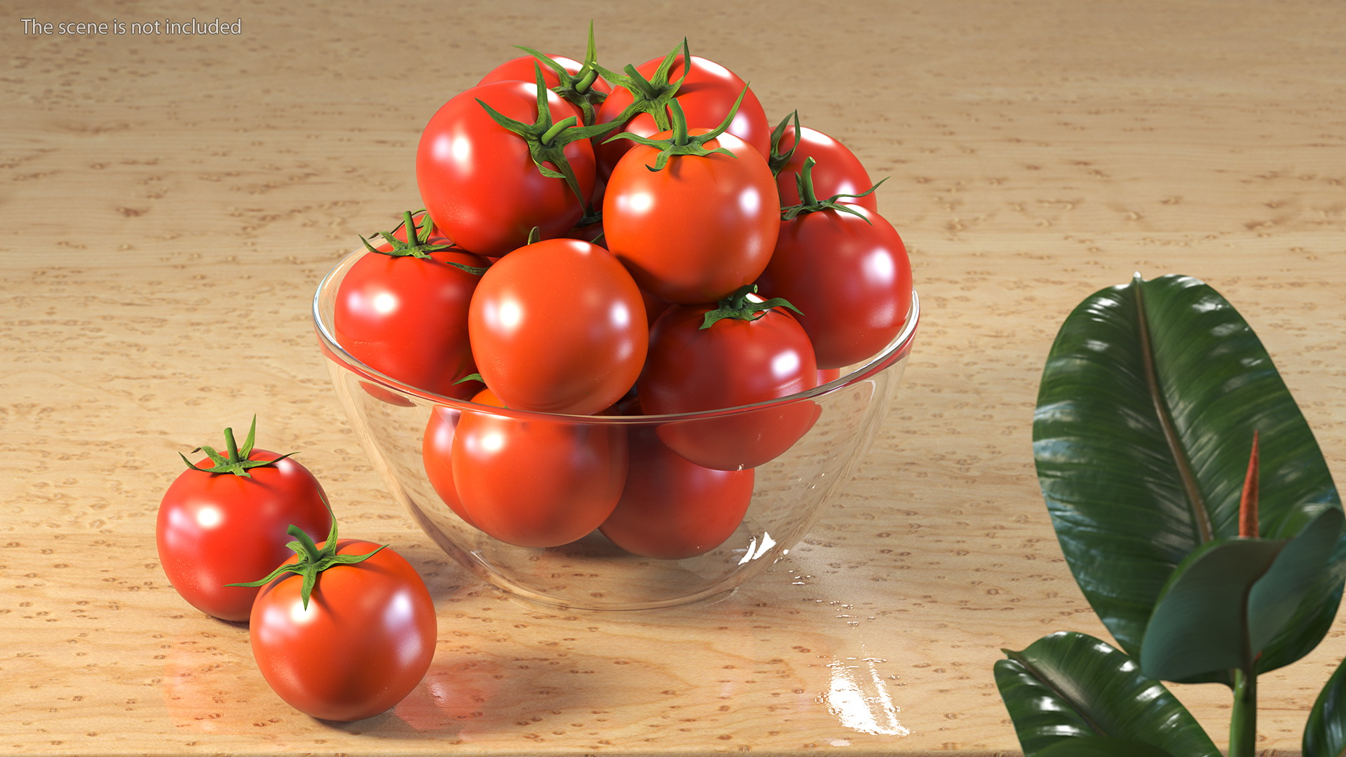 Cherry Tomatoes in Glass Bowl 3D model