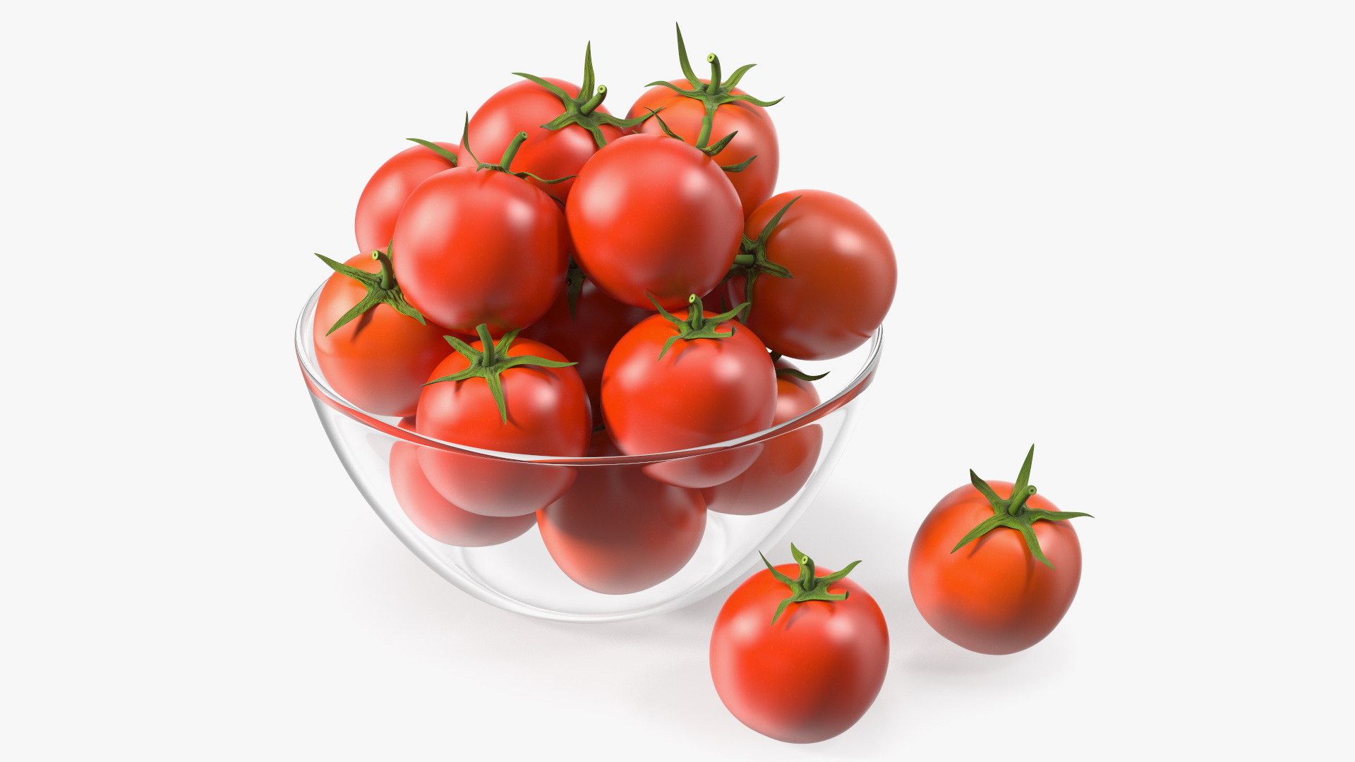 Cherry Tomatoes in Glass Bowl 3D model