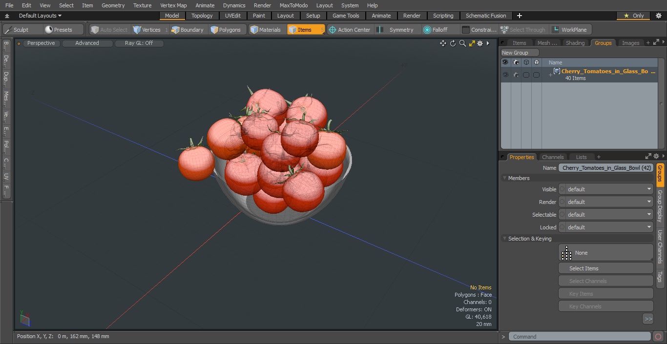 Cherry Tomatoes in Glass Bowl 3D model