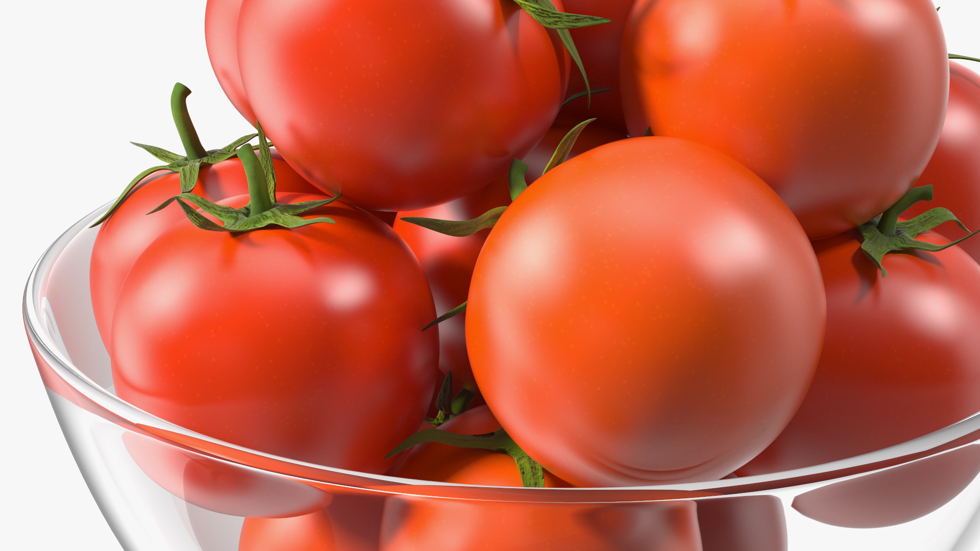 Cherry Tomatoes in Glass Bowl 3D model