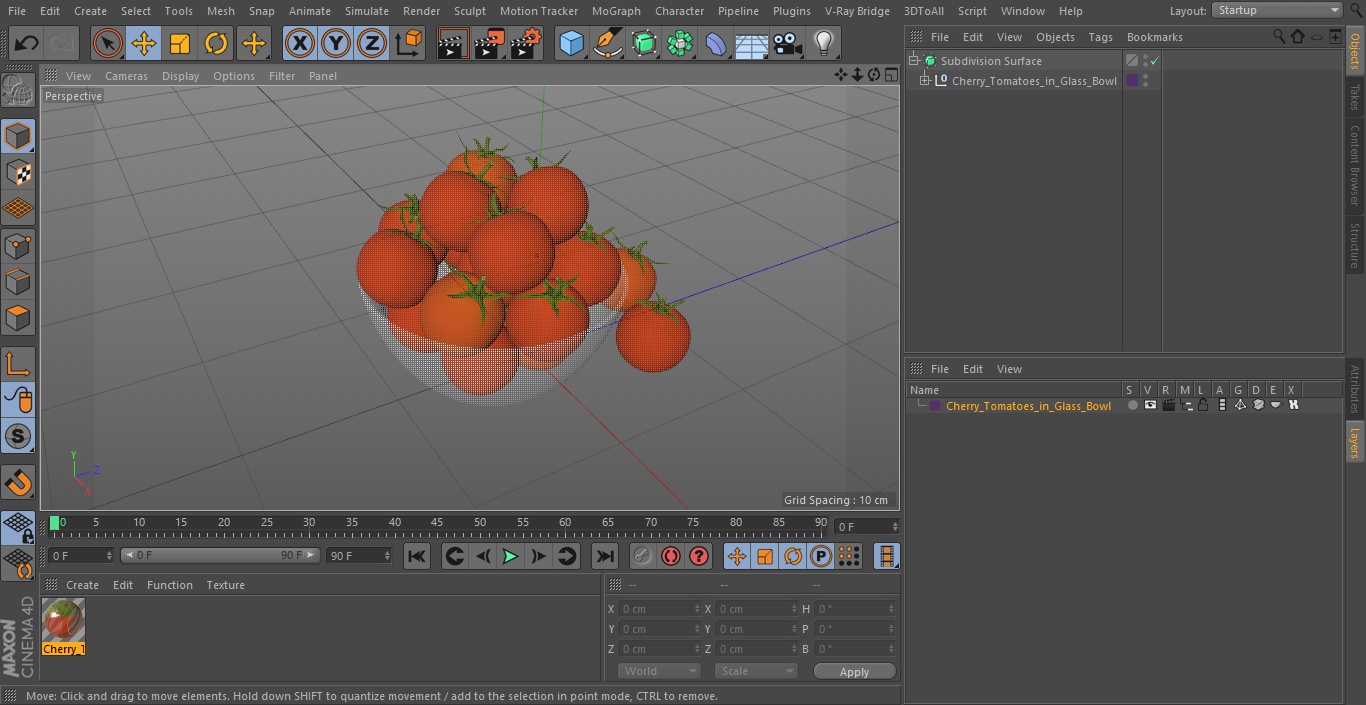 Cherry Tomatoes in Glass Bowl 3D model