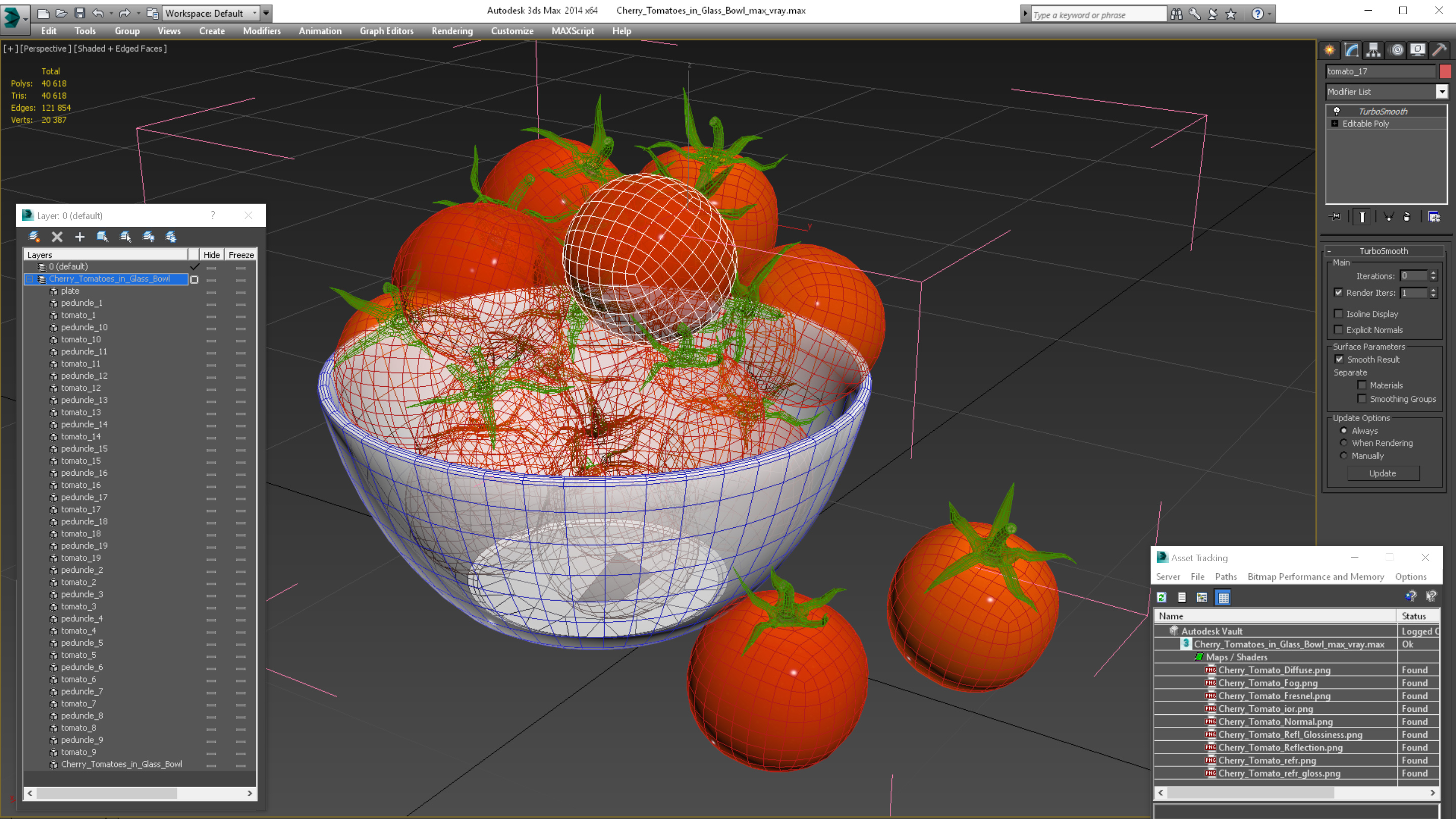 Cherry Tomatoes in Glass Bowl 3D model