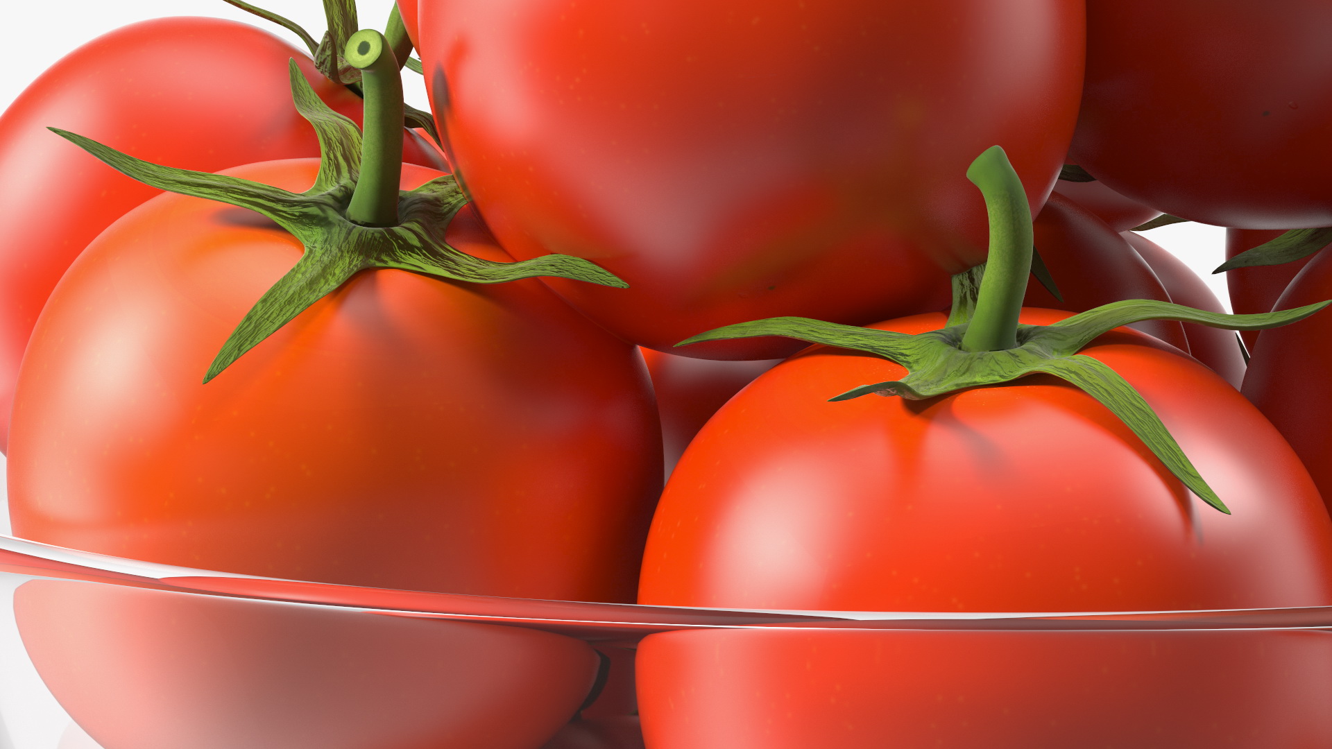 Cherry Tomatoes in Glass Bowl 3D model