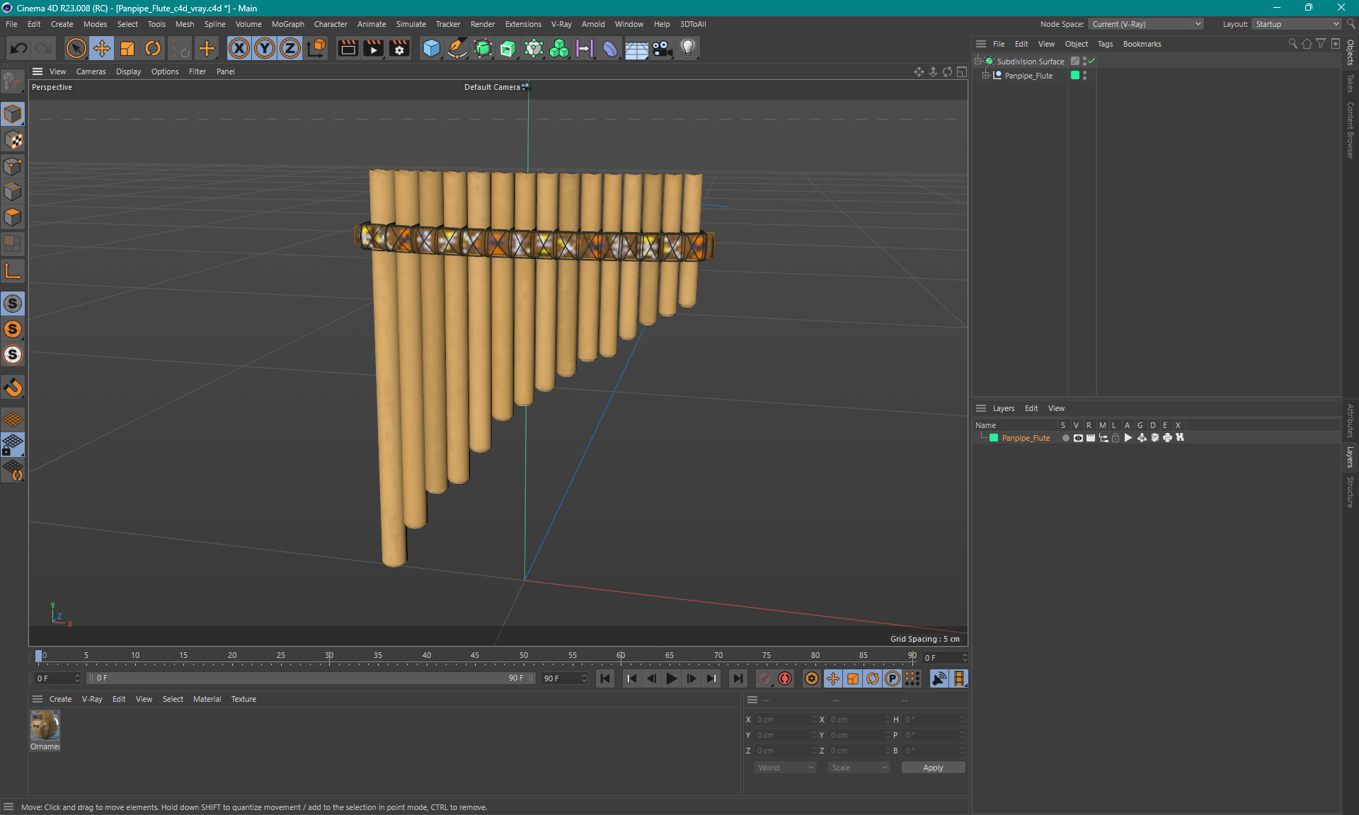 3D Panpipe Flute model