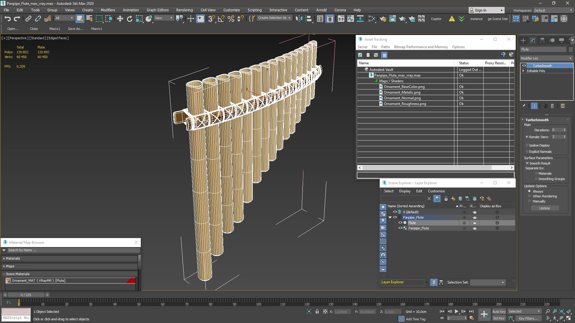 3D Panpipe Flute model