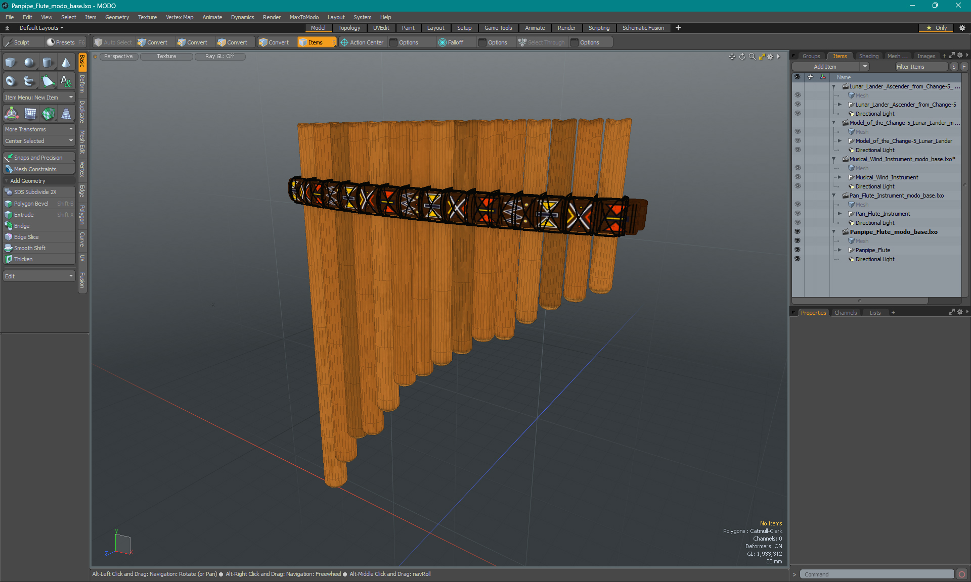 3D Panpipe Flute model