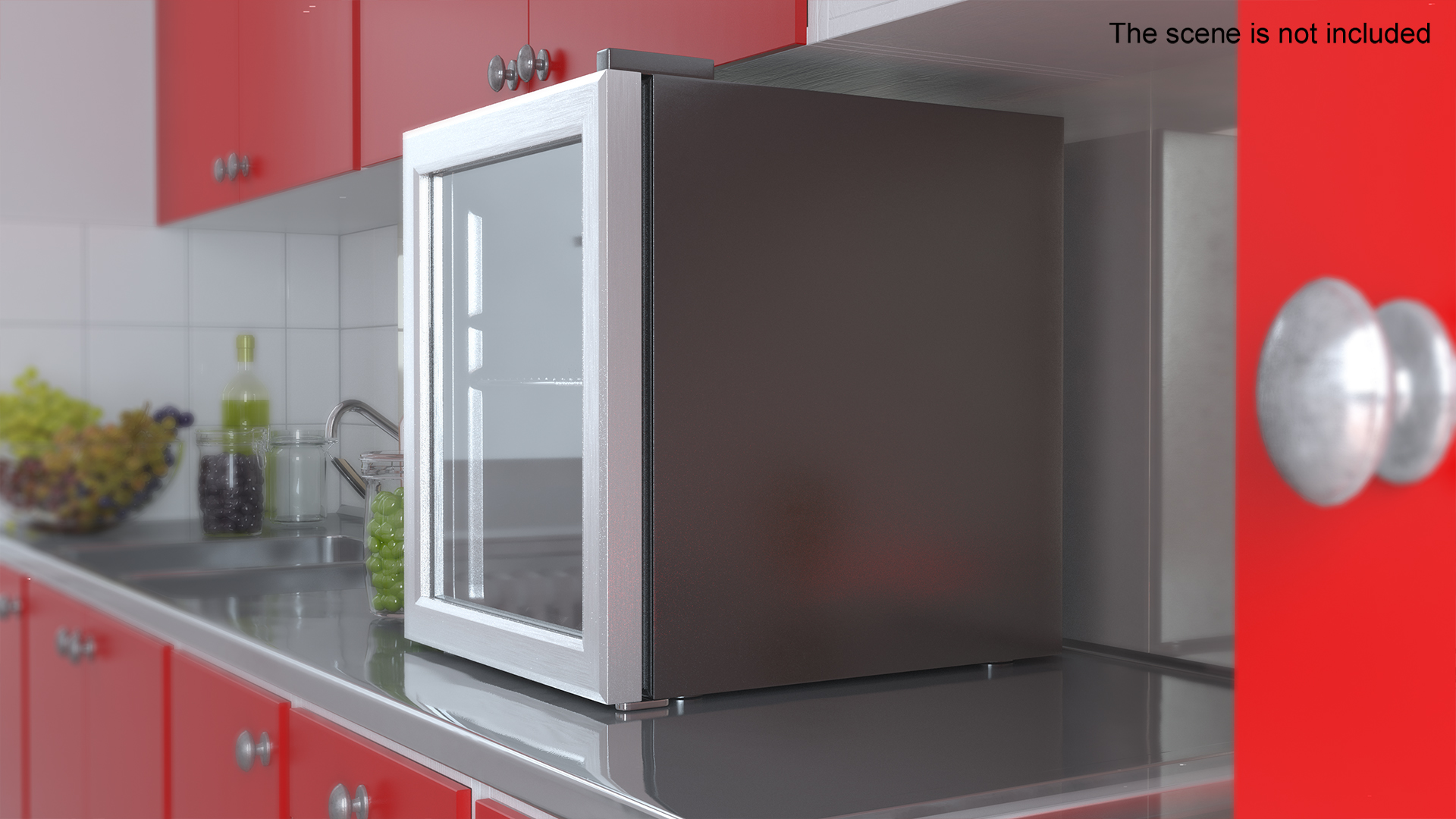 Beverage Cooler Refrigerator with Metal Door 3D model