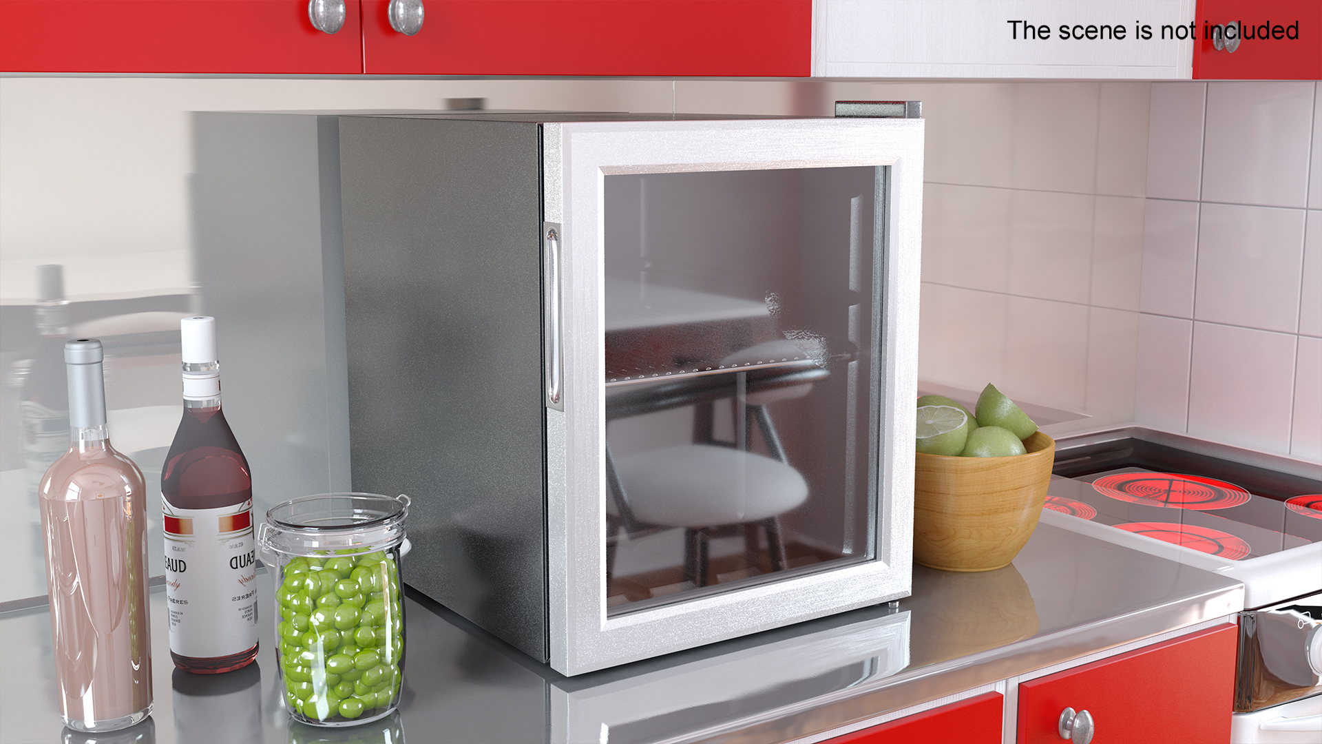 Beverage Cooler Refrigerator with Metal Door 3D model
