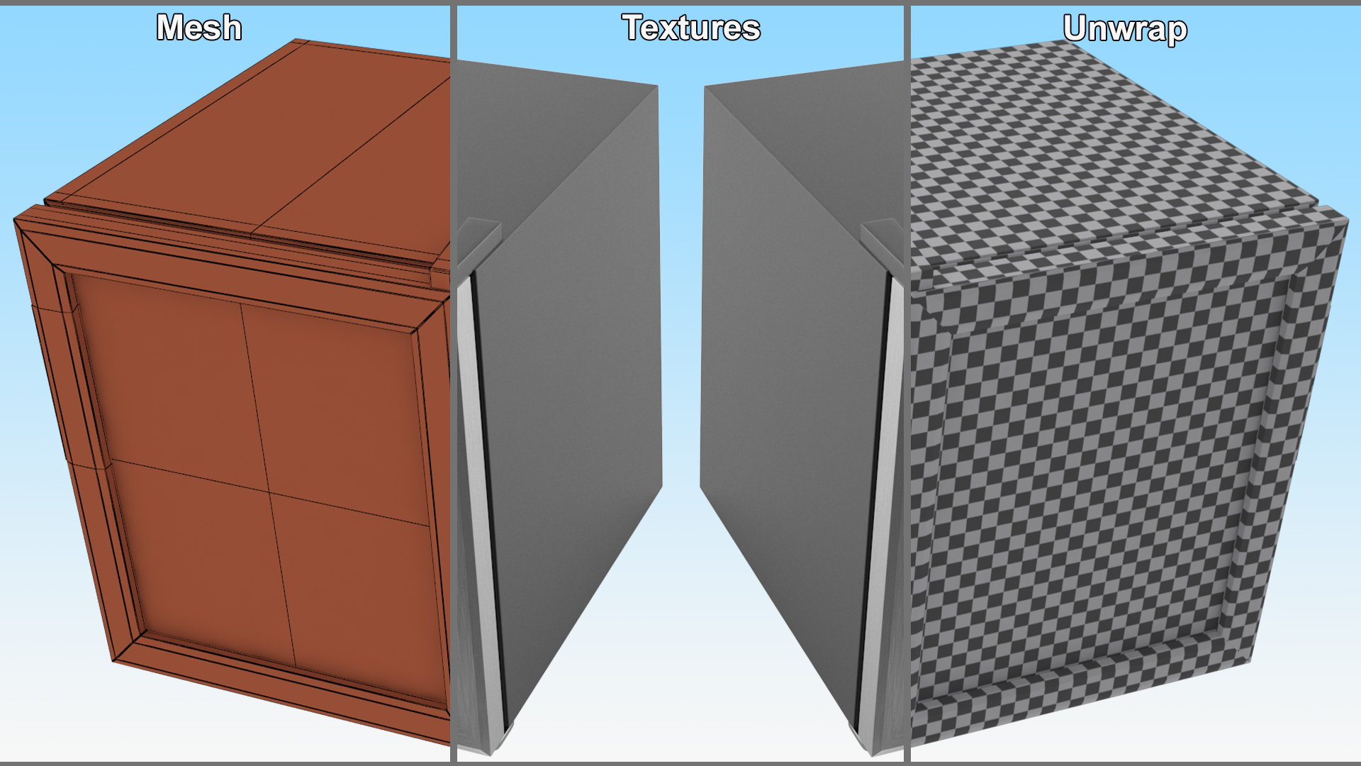 Beverage Cooler Refrigerator with Metal Door 3D model