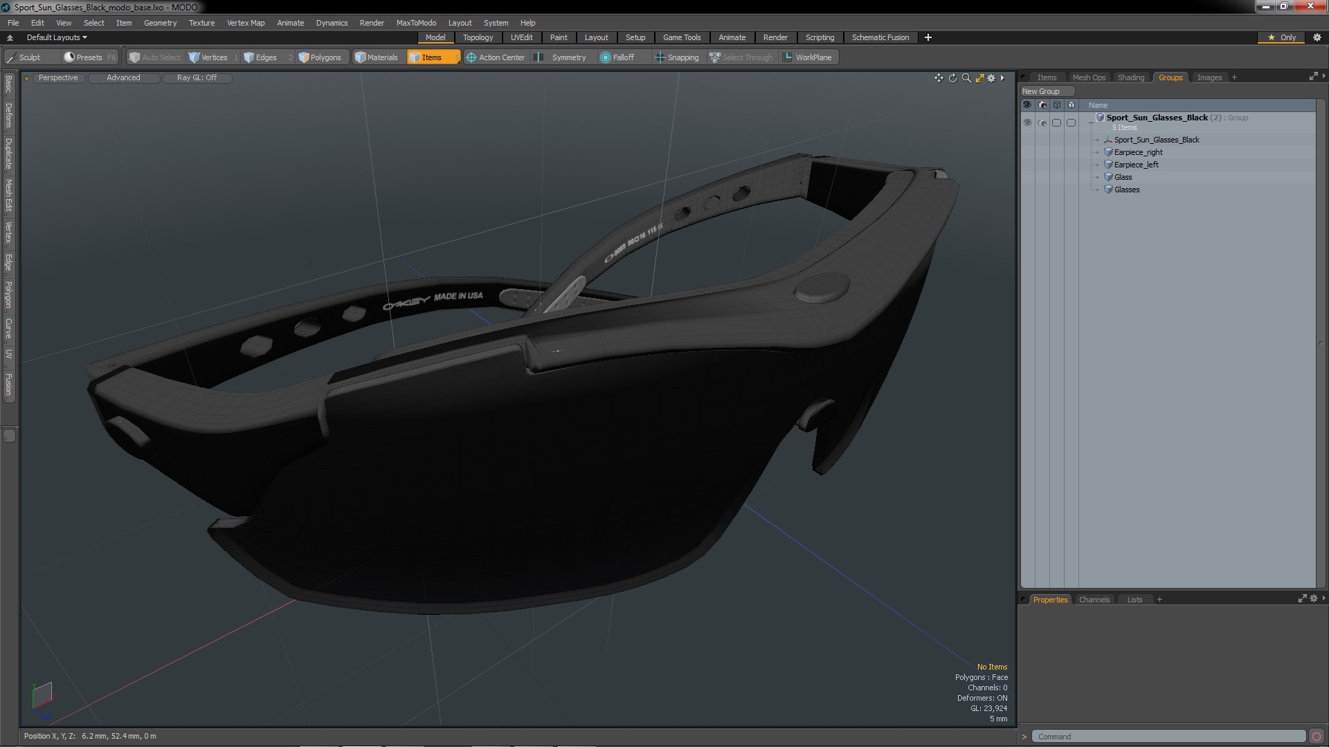 3D Sport Sun Glasses Black model