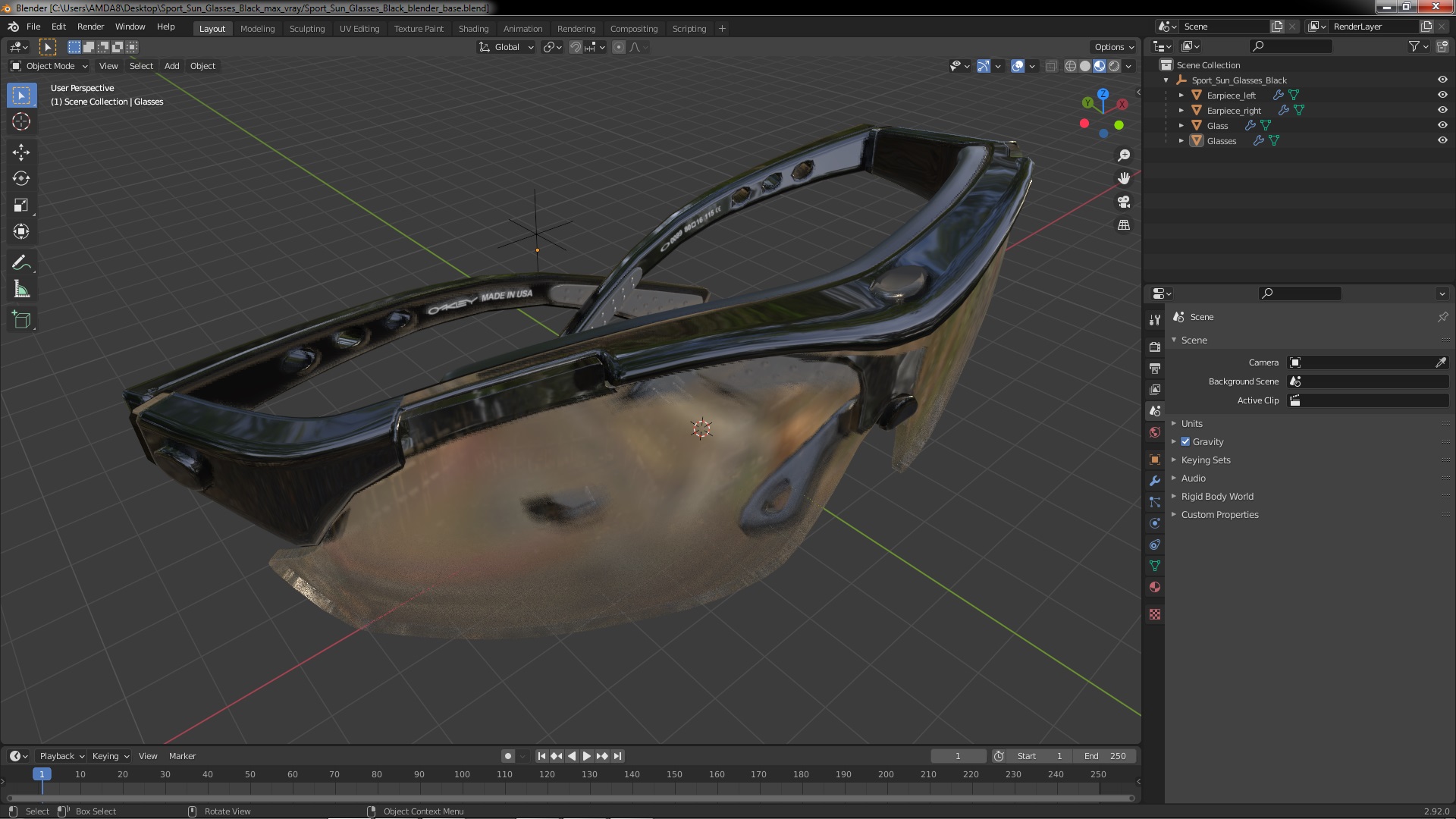 3D Sport Sun Glasses Black model
