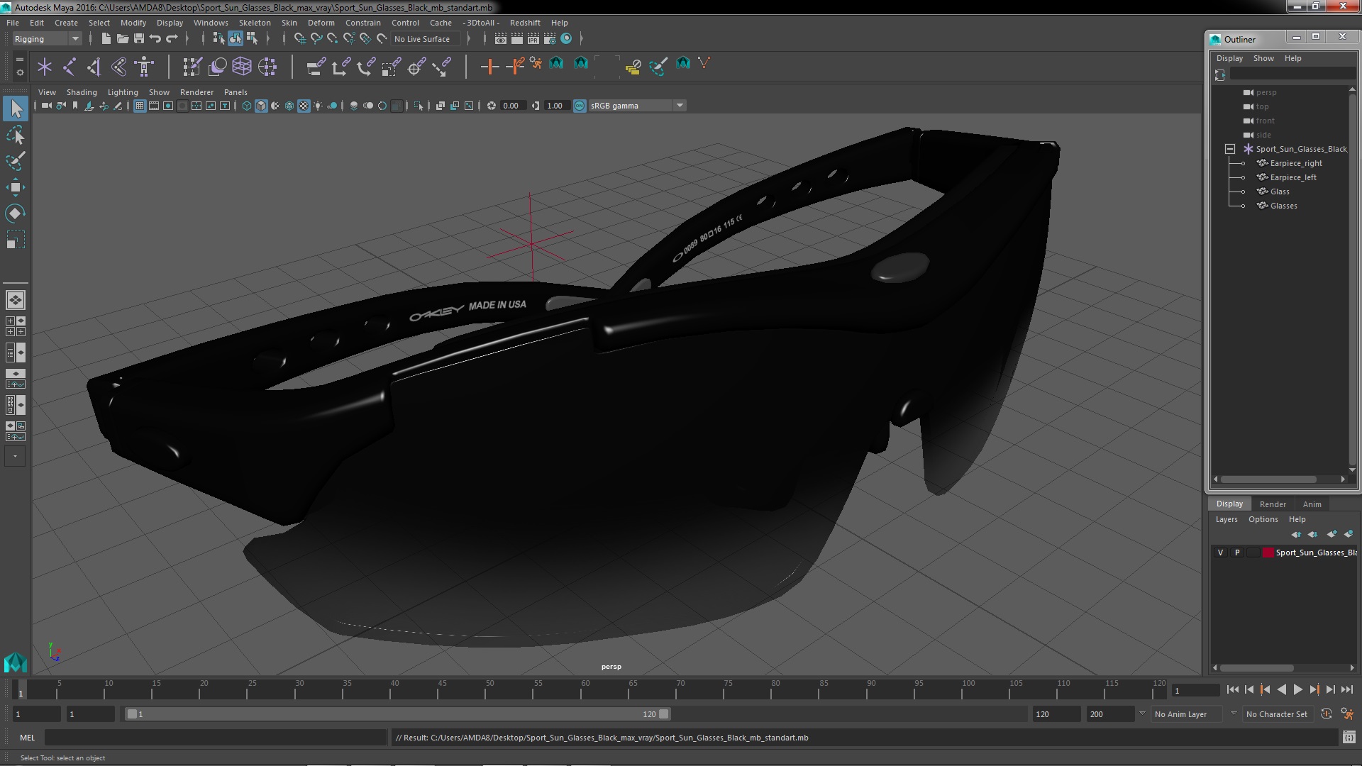3D Sport Sun Glasses Black model