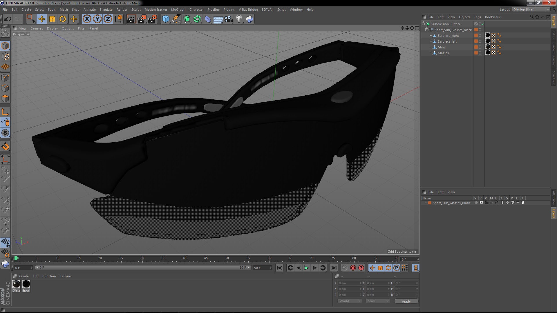 3D Sport Sun Glasses Black model
