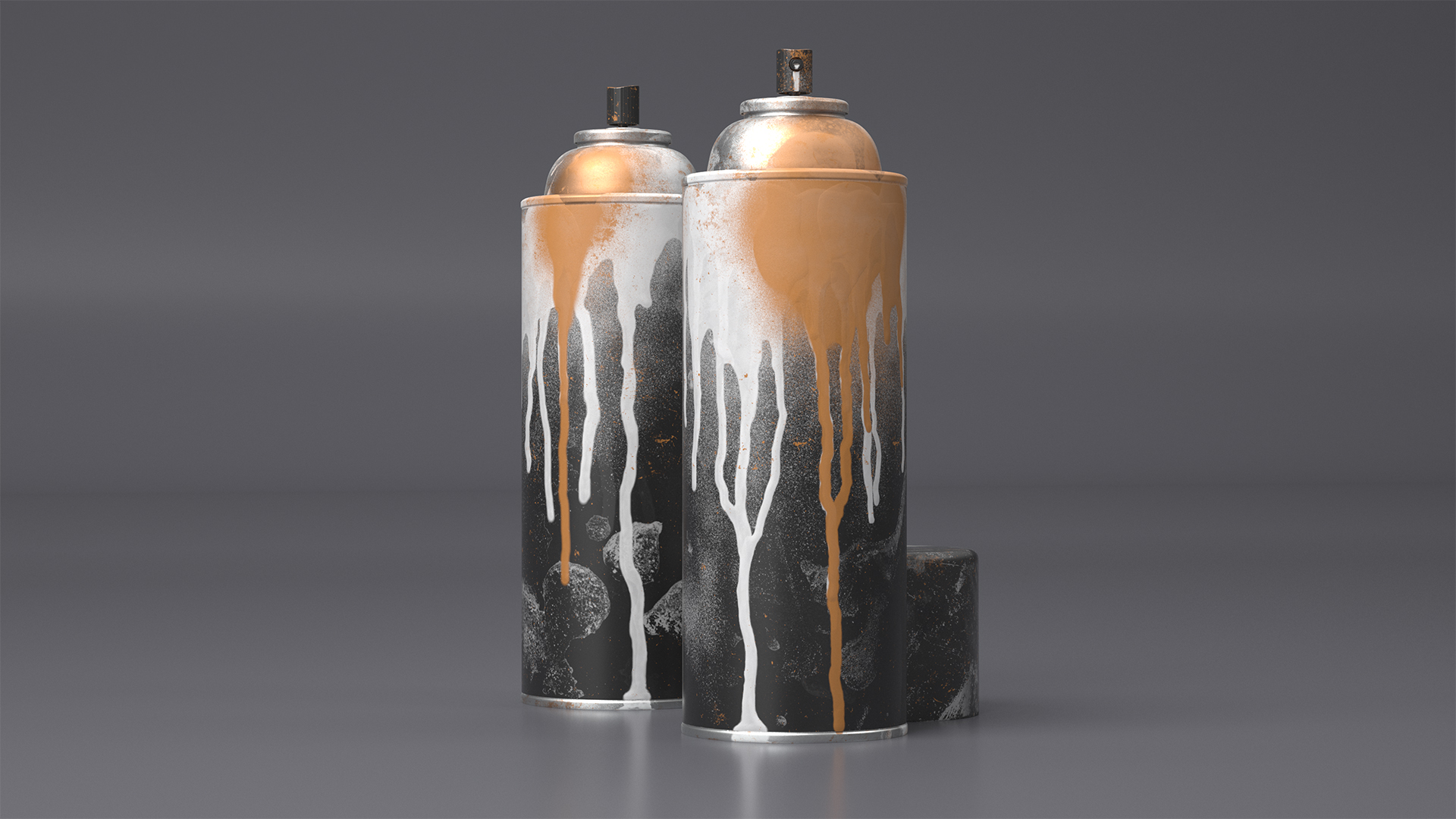 3D model Used Cans of Spray Paint Black