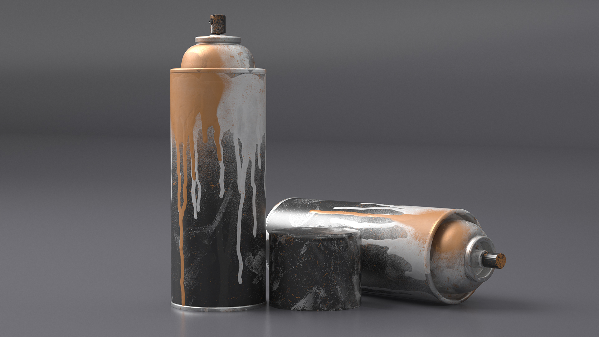 3D model Used Cans of Spray Paint Black
