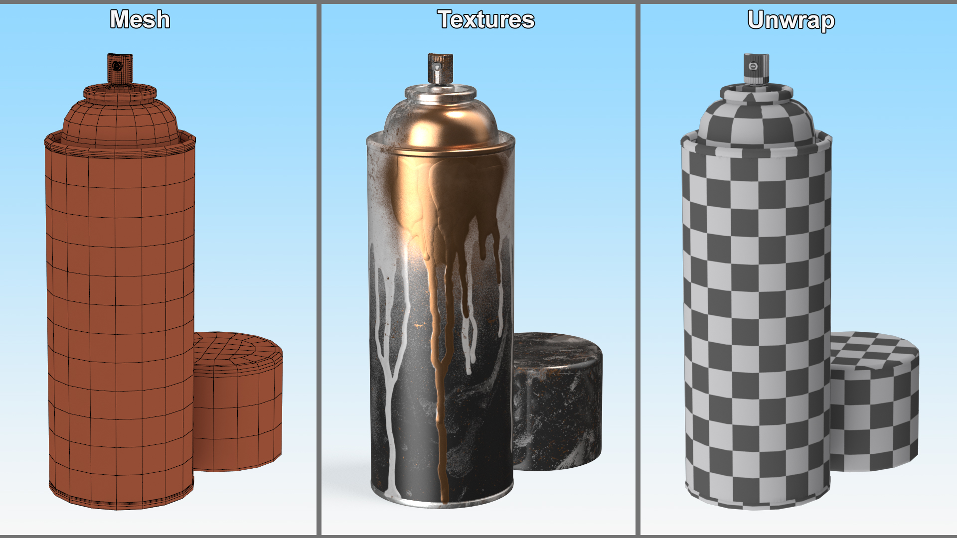 3D model Used Cans of Spray Paint Black