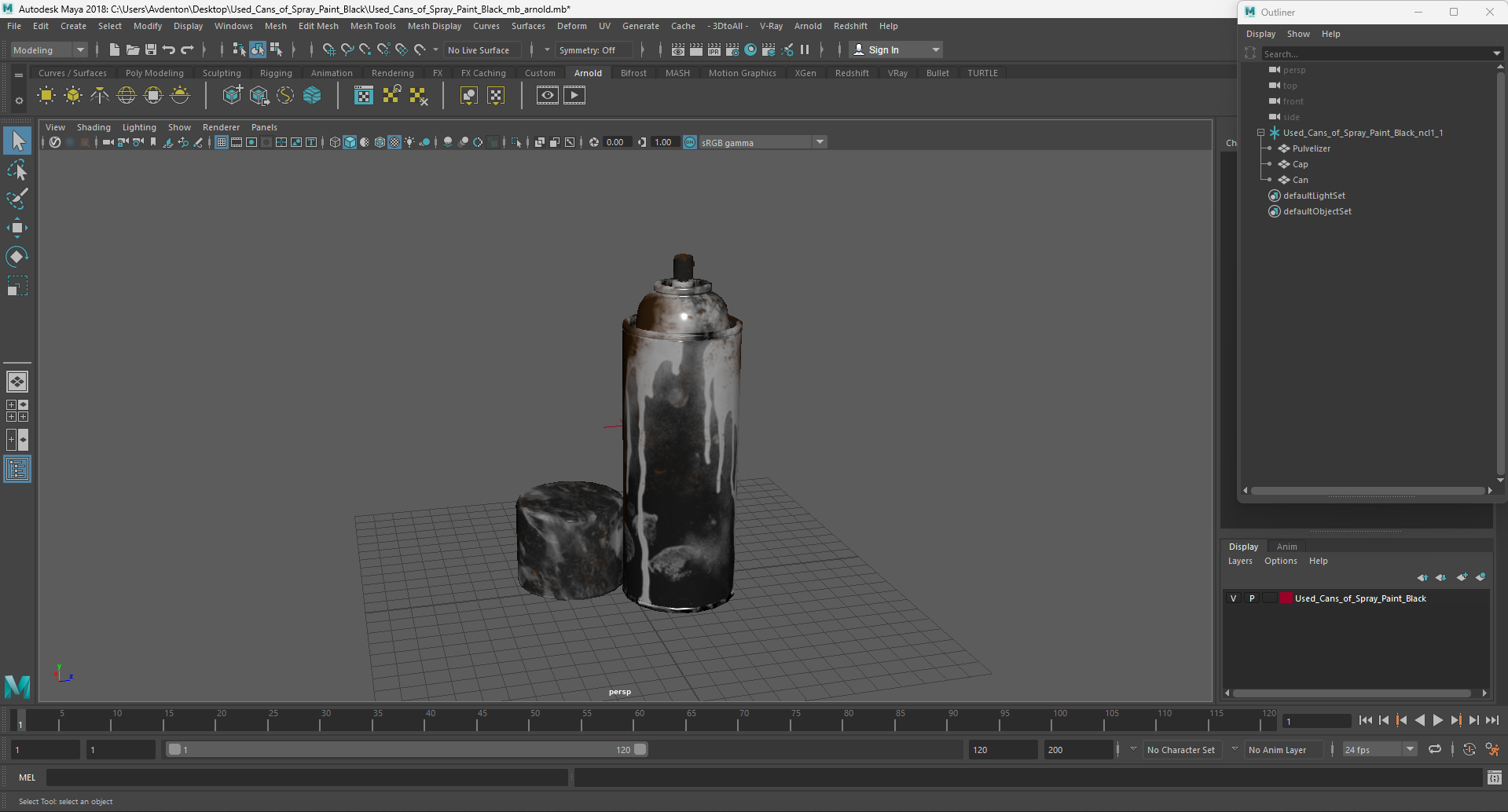 3D model Used Cans of Spray Paint Black