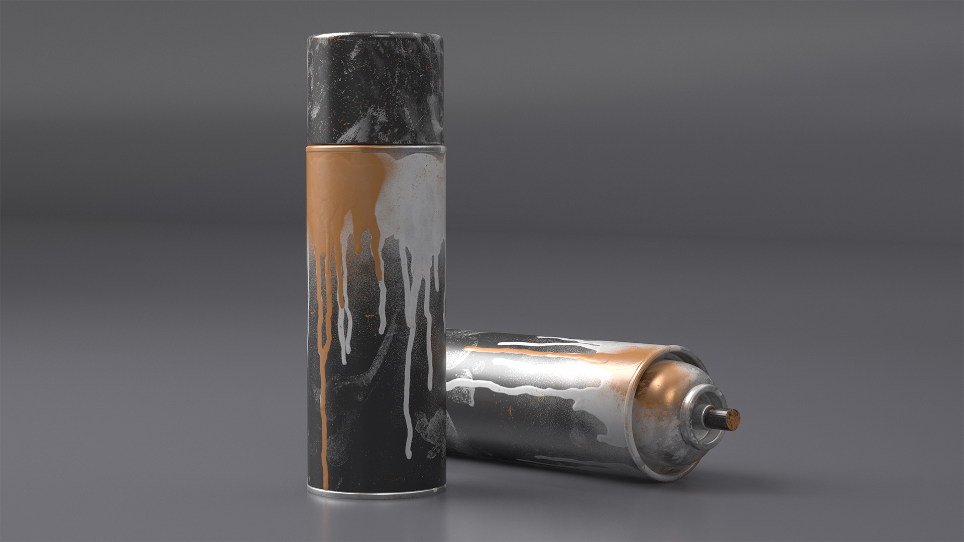 3D model Used Cans of Spray Paint Black