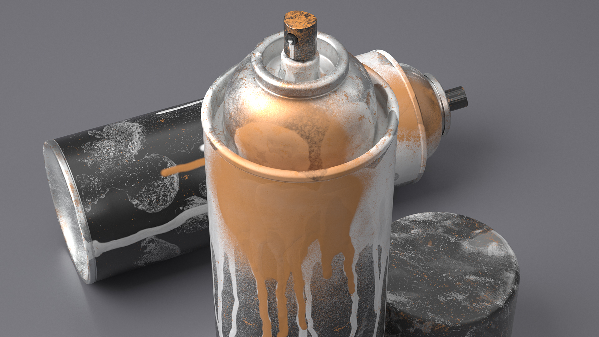 3D model Used Cans of Spray Paint Black