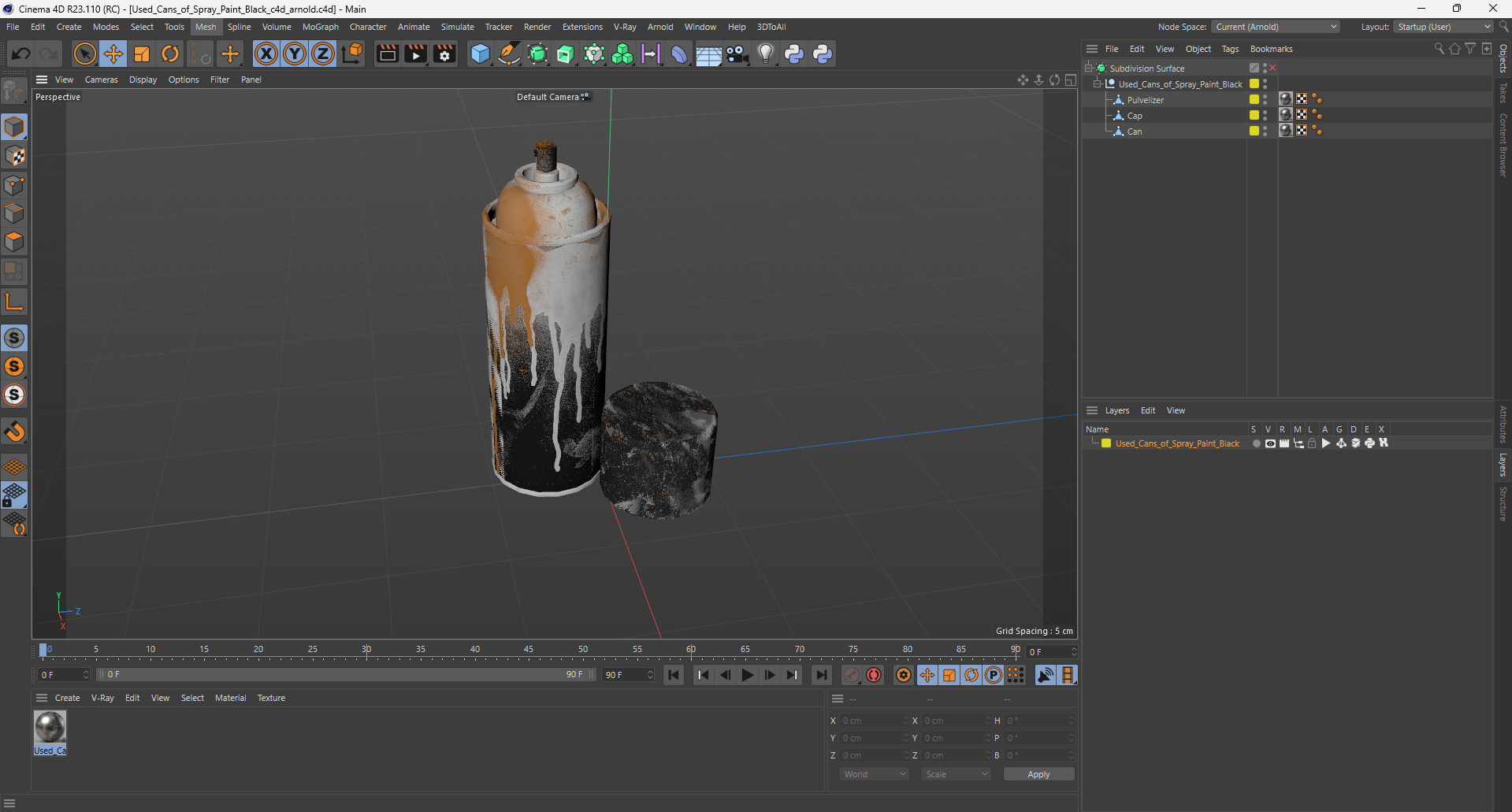 3D model Used Cans of Spray Paint Black