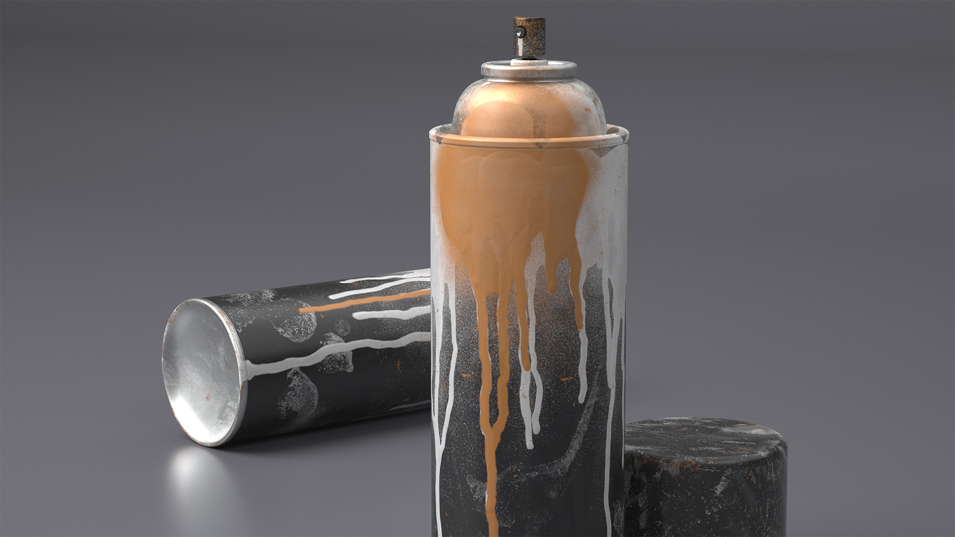 3D model Used Cans of Spray Paint Black