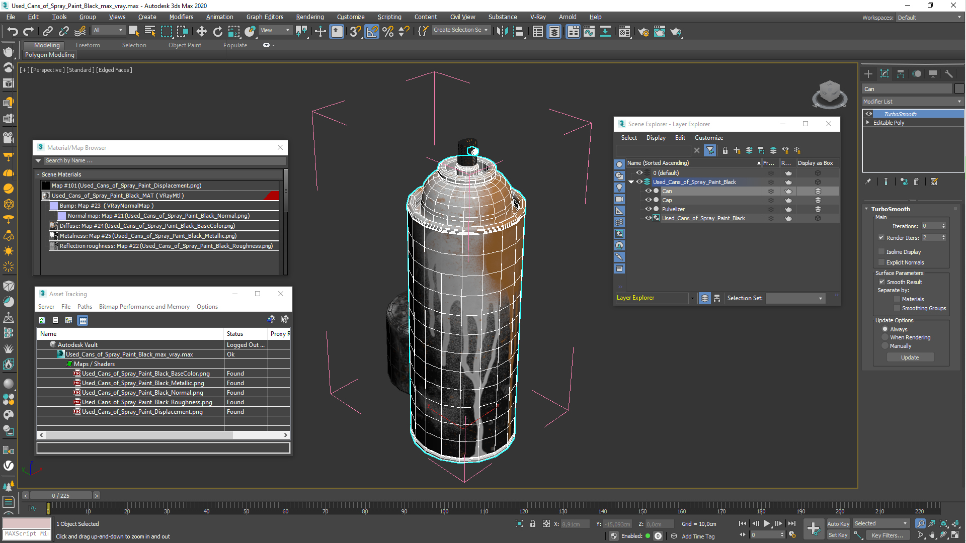 3D model Used Cans of Spray Paint Black